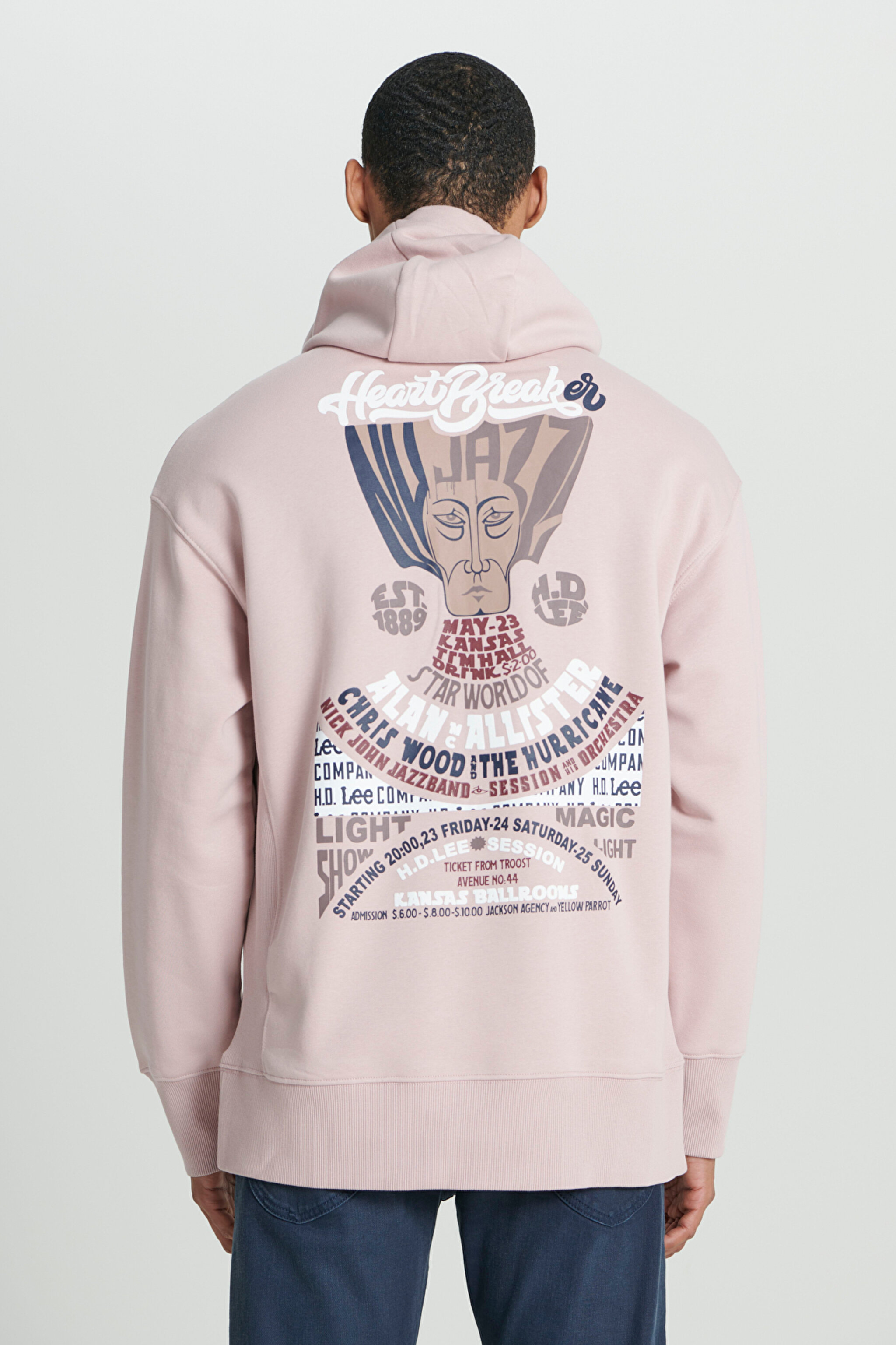 Loose Fit Rahat Kesim Kapüşonlu İçi Polarlı Sırt Baskılı Lila Sweatshirt - Lilac-L232272505 (görsel 2)