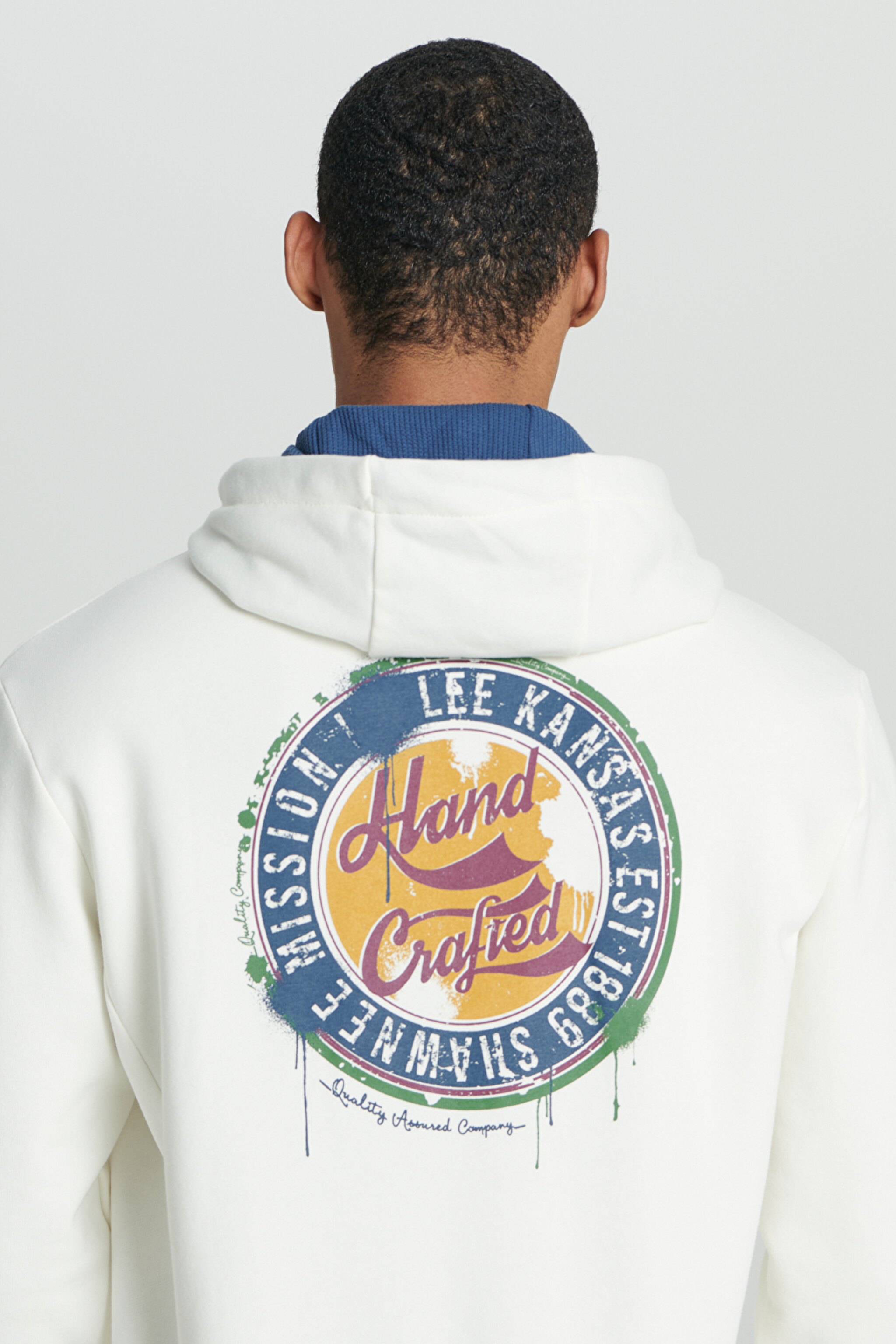 Regular Fit Normal Kesim Kapüşonlu İçi Polarlı Sırt Baskılı Kırık Beyaz Sweatshirt - Off White-L232273102 (görsel 6)