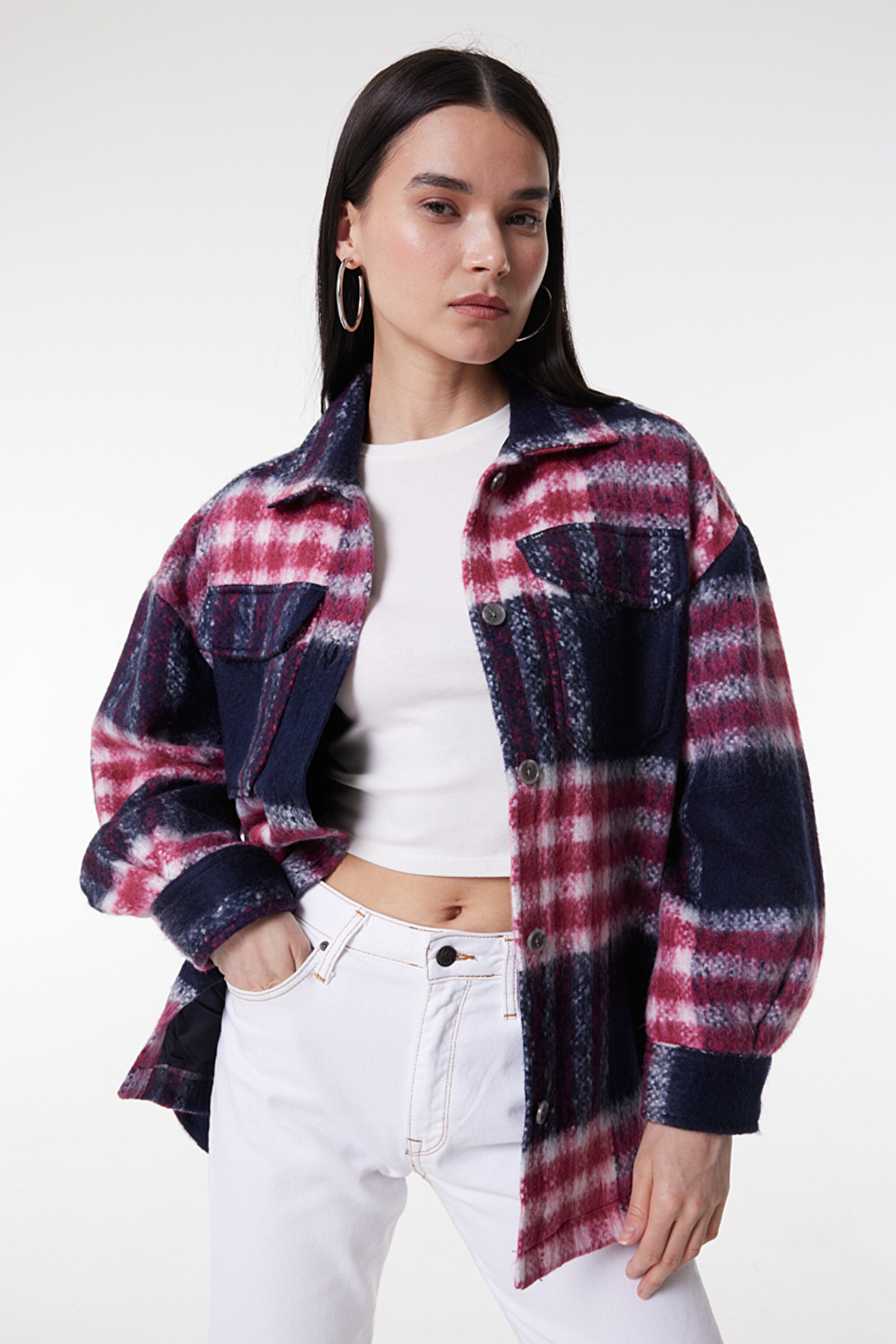 Oversize Bol Kesim Çok Renkli Shacket Ceket - Multi-L232276900 (görsel 2)