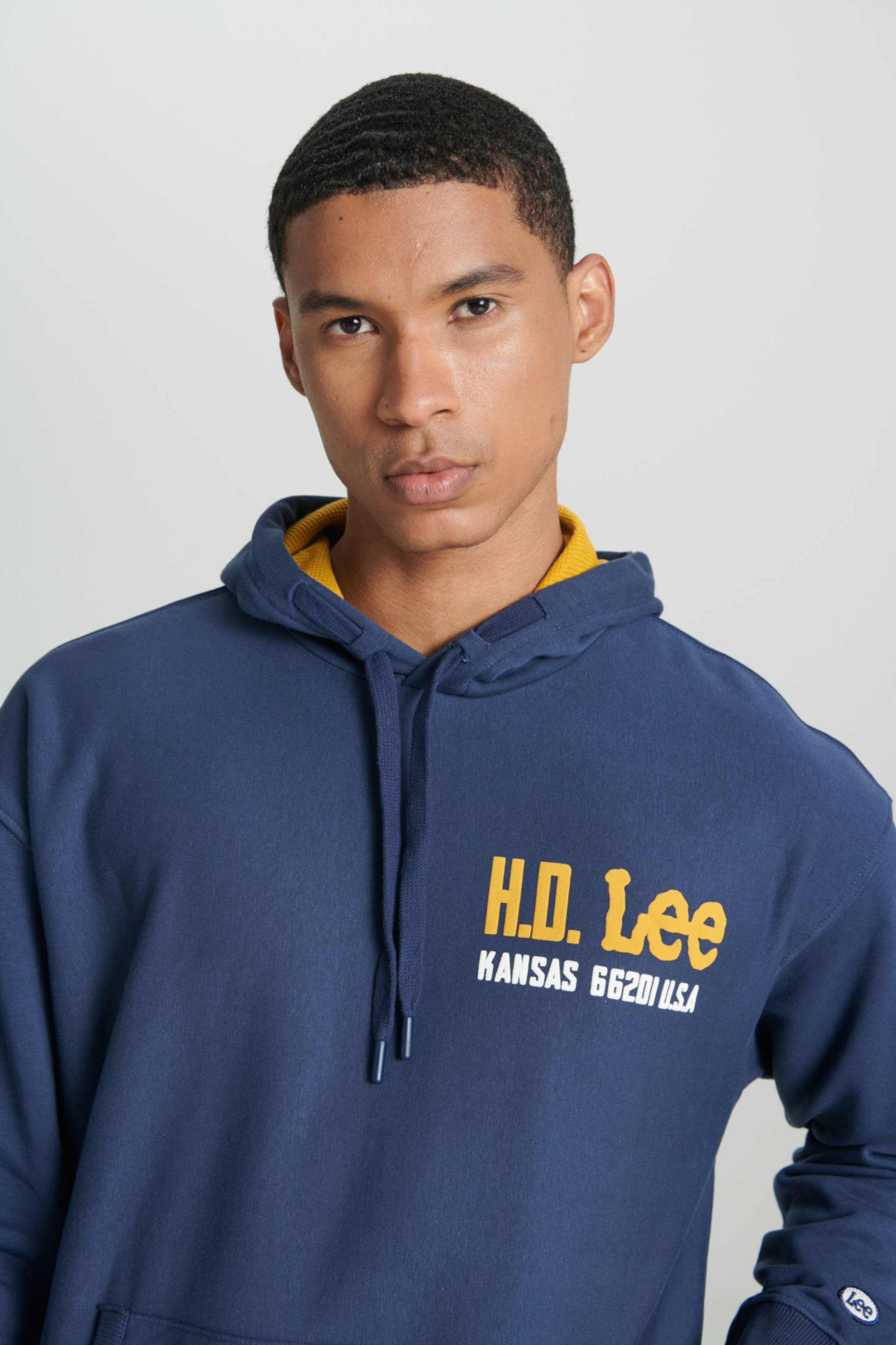 Loose Fit Rahat Kesim Kapüşonlu İçi Polarlı Sırt Baskılı Indigo Sweatshirt - Indigo-L232277315 (görsel 6)