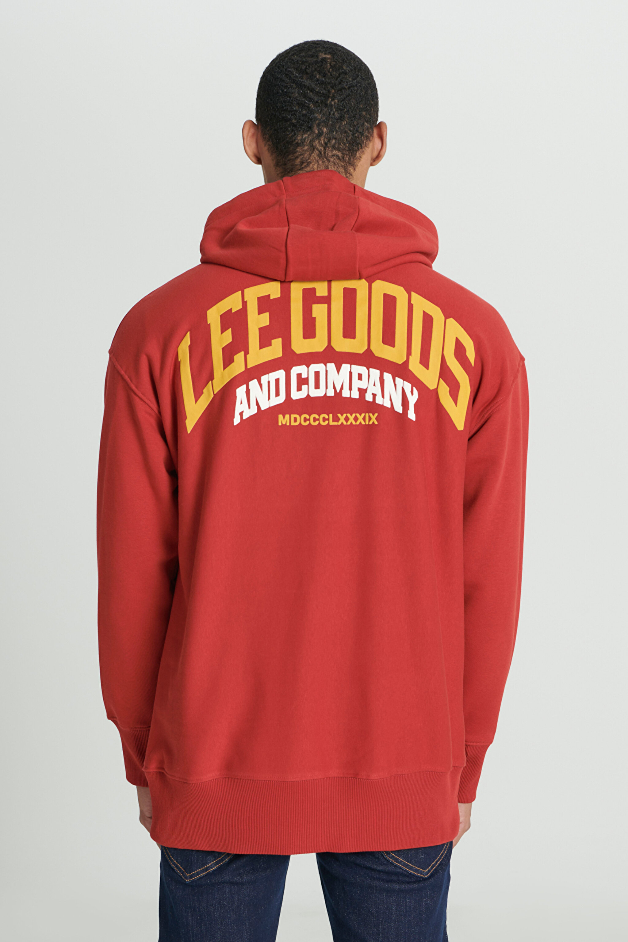 Loose Fit Rahat Kesim Kapüşonlu Şardonlu Kırmızı Sweatshirt - Red-L232277600 (görsel 2)