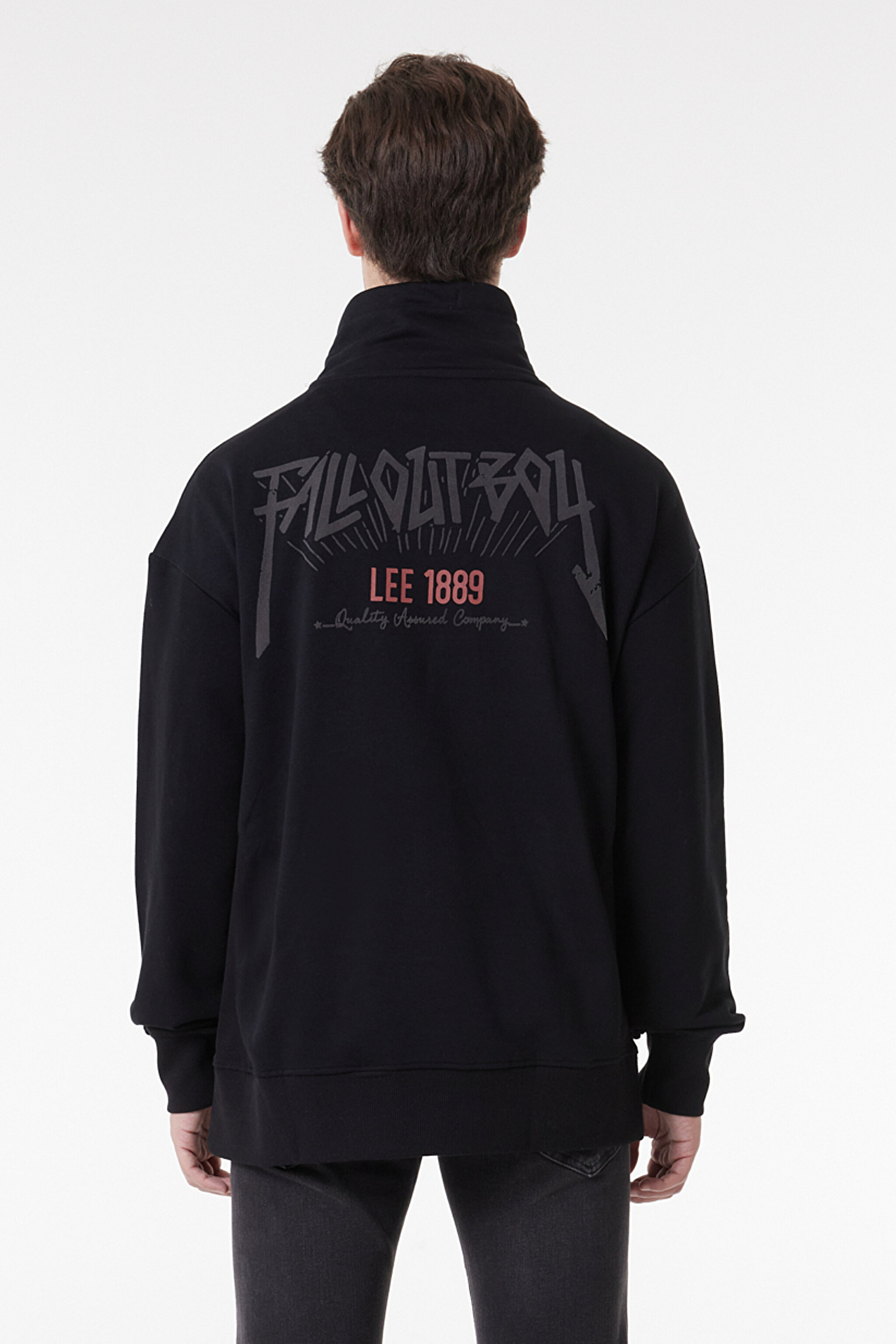 Loose Fit Rahat Kesim Kapüşonlu Şardonlu Siyah Sweatshirt - Black-L232278001 (görsel 5)