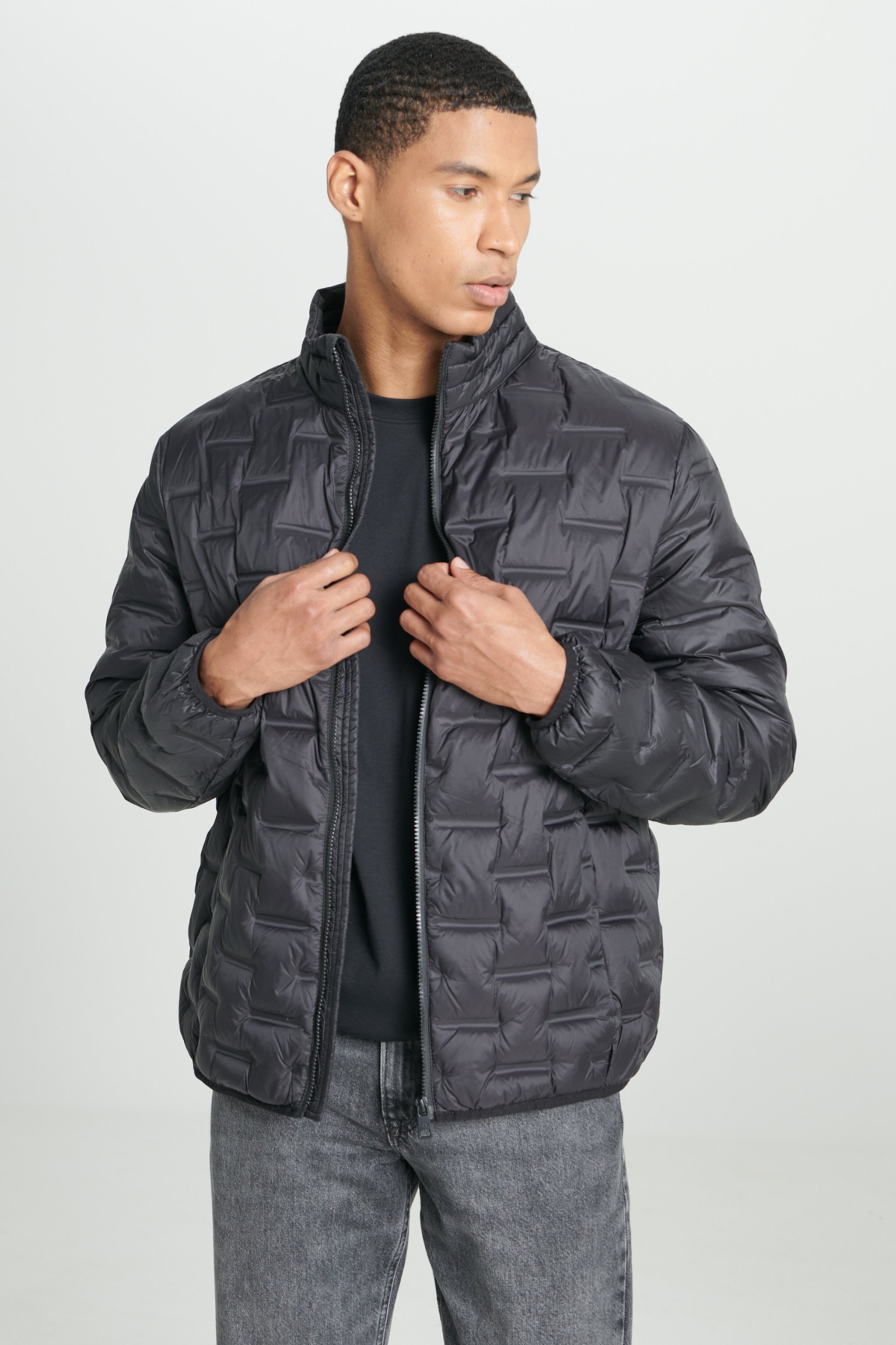 Regular Fit Normal Kesim Dik Yaka Siyah Şişme Mont - Black-L232287001 (görsel 2)