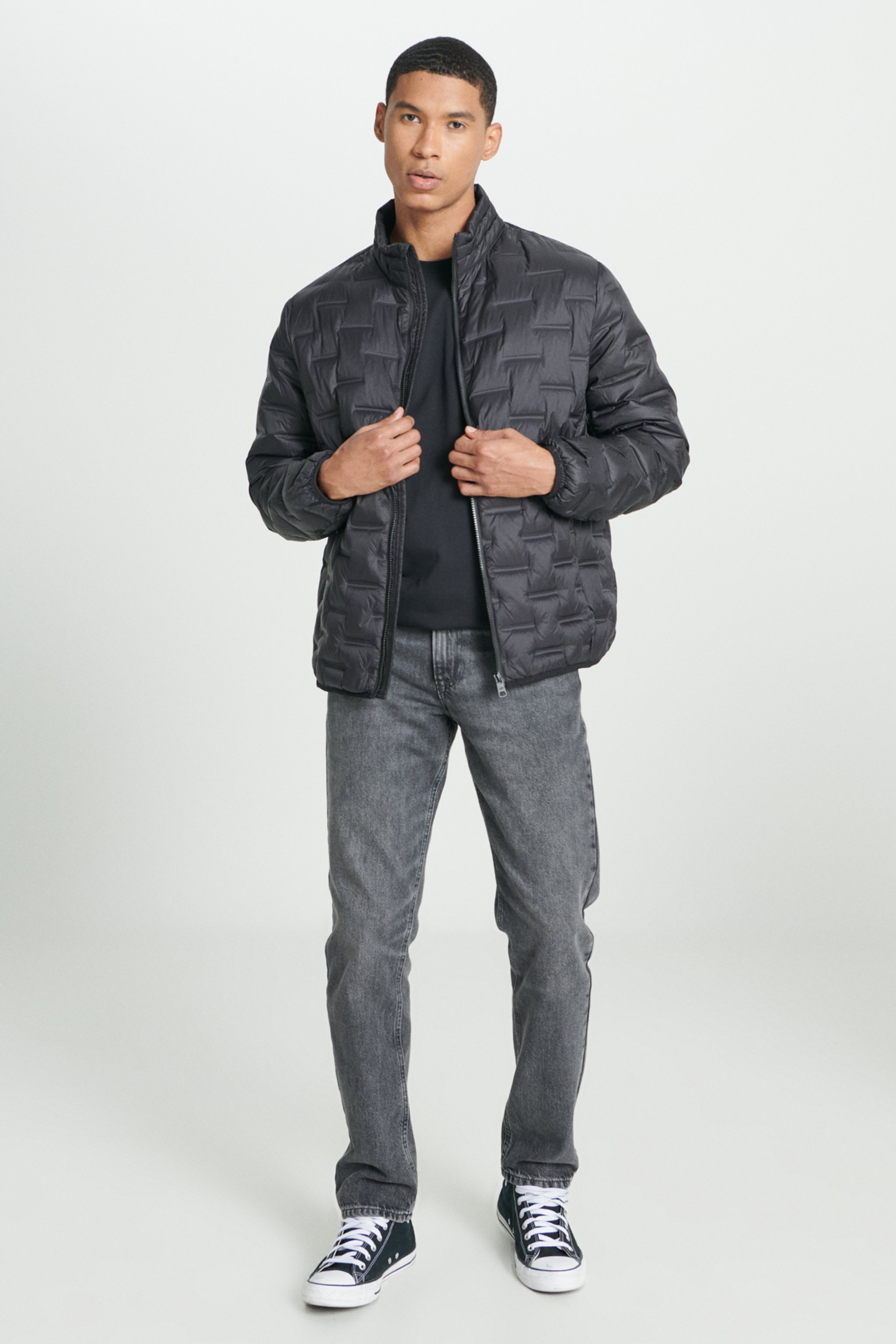 Regular Fit Normal Kesim Dik Yaka Siyah Şişme Mont - Black-L232287001 (görsel 4)