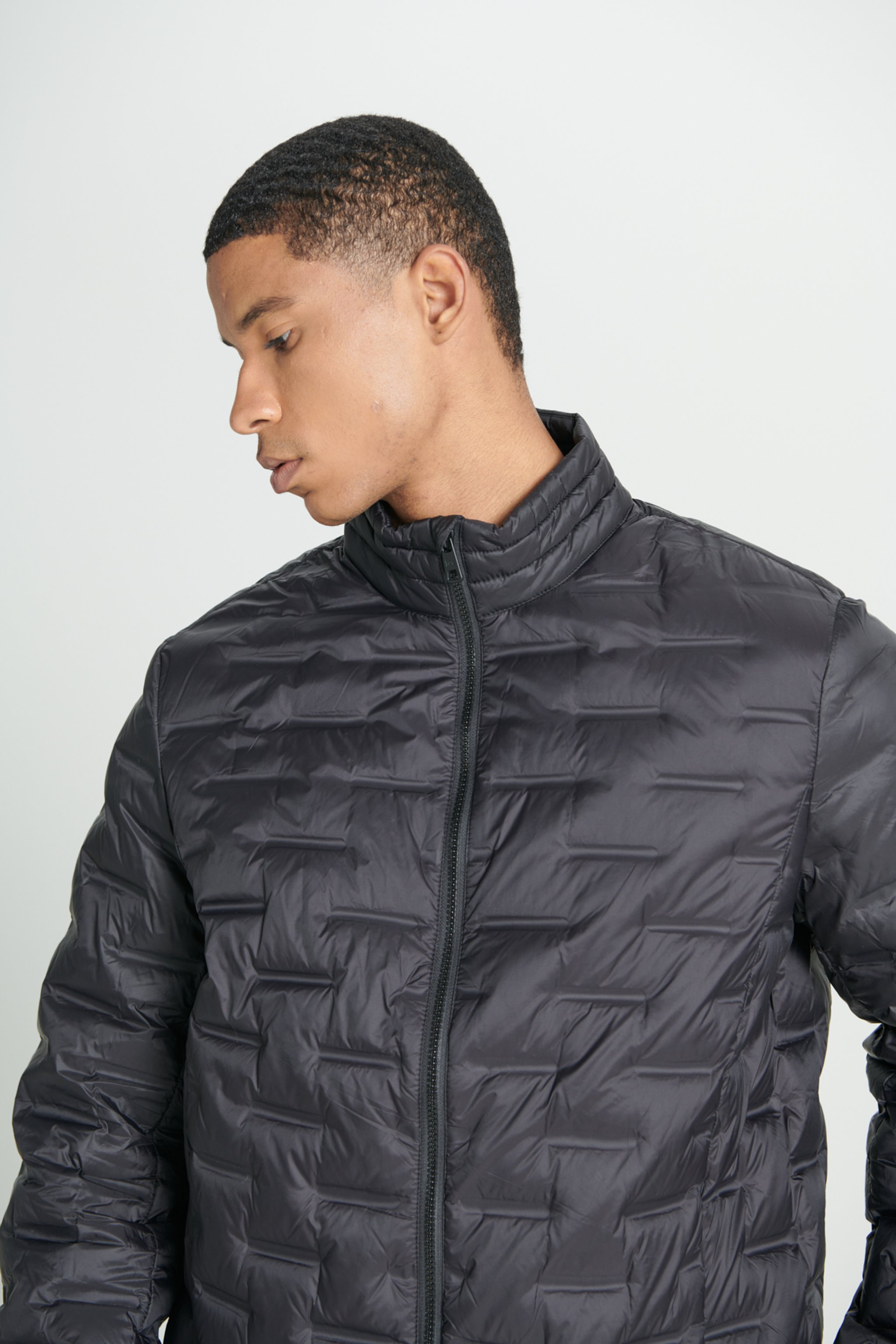 Regular Fit Normal Kesim Dik Yaka Siyah Şişme Mont - Black-L232287001 (görsel 5)