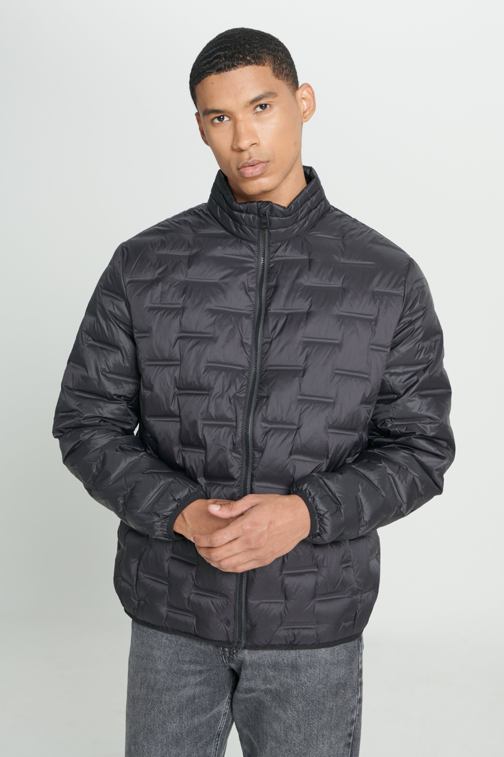Regular Fit Normal Kesim Dik Yaka Siyah Şişme Mont - Black-L232287001 (görsel 7)