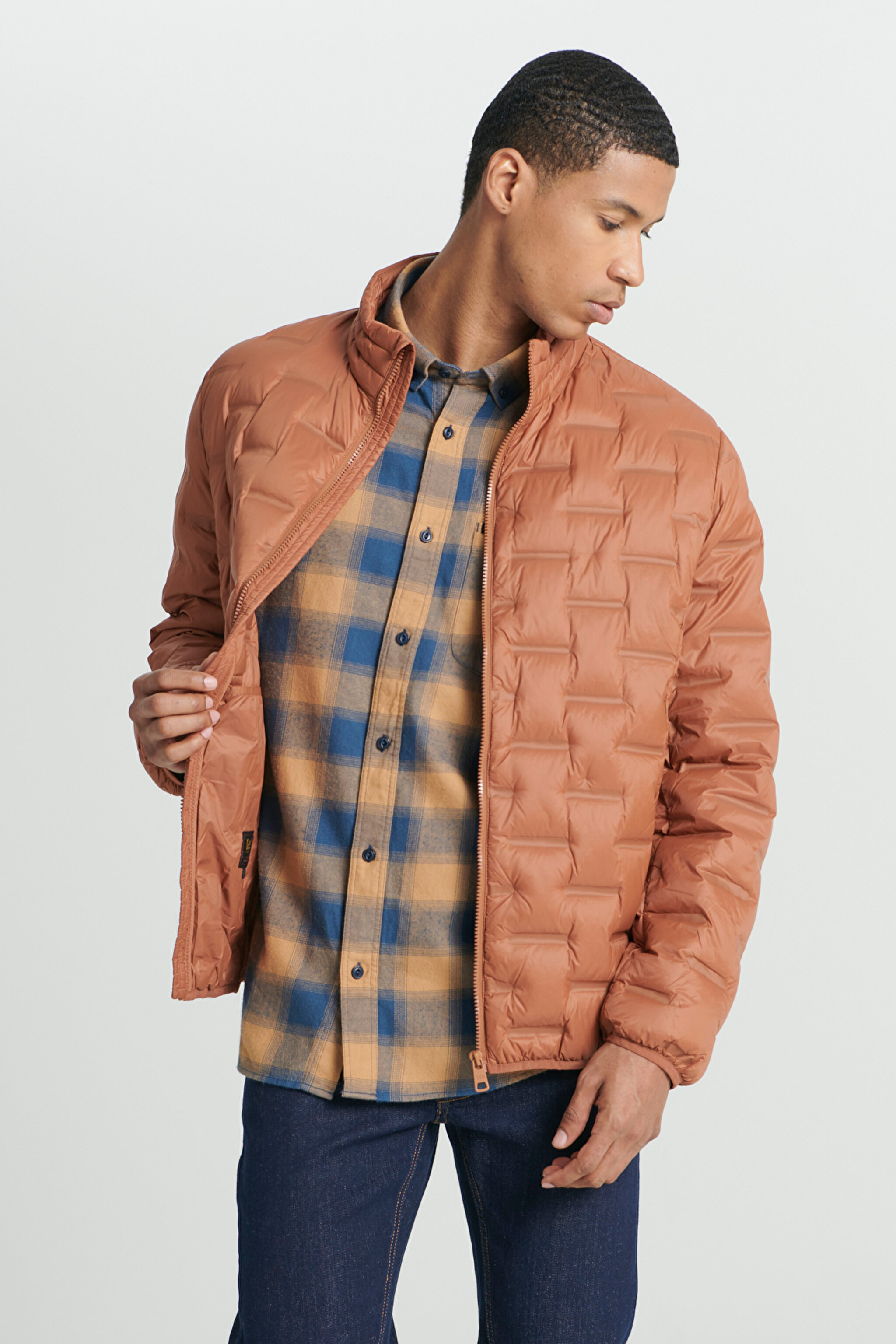Regular Fit Normal Kesim Dik Yaka Turuncu Şişme Ceket - Orange-L232287700 (görsel 2)