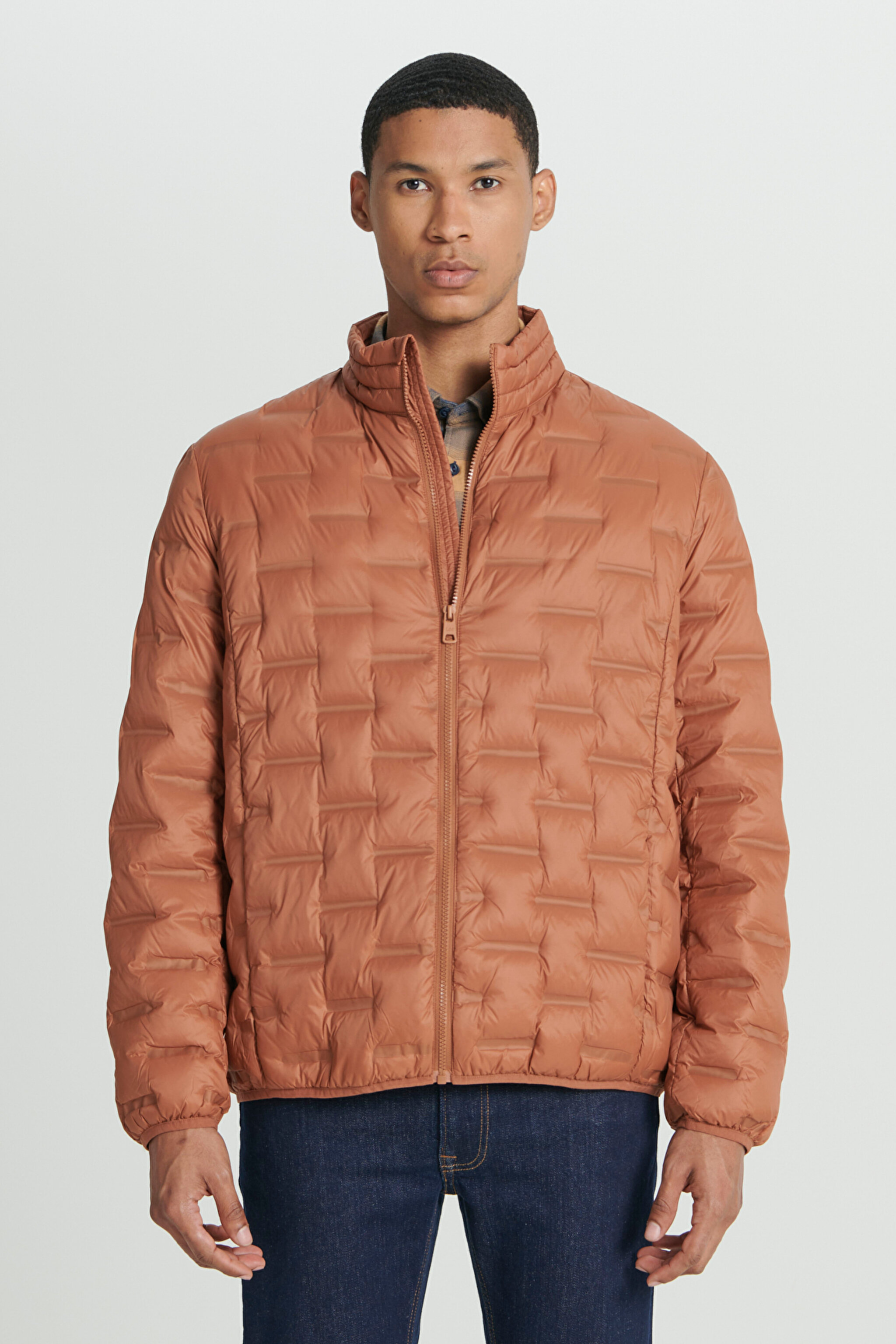 Regular Fit Normal Kesim Dik Yaka Turuncu Şişme Ceket - Orange-L232287700 (görsel 3)