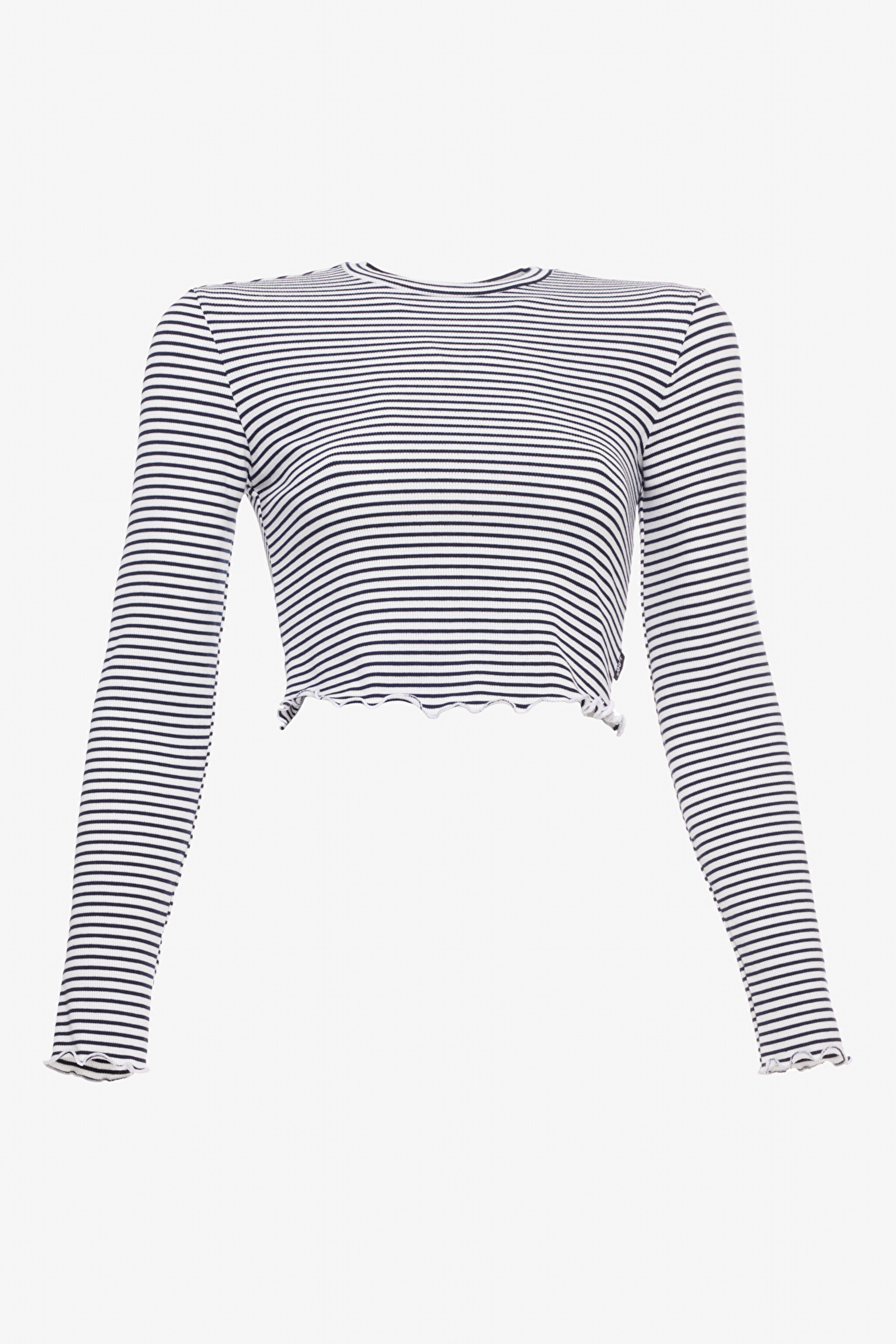 Slim Fit Dar Kesim Bisiklet Yaka Beyaz Uzun Kollu Tişört - White-L232319100 (görsel 7)
