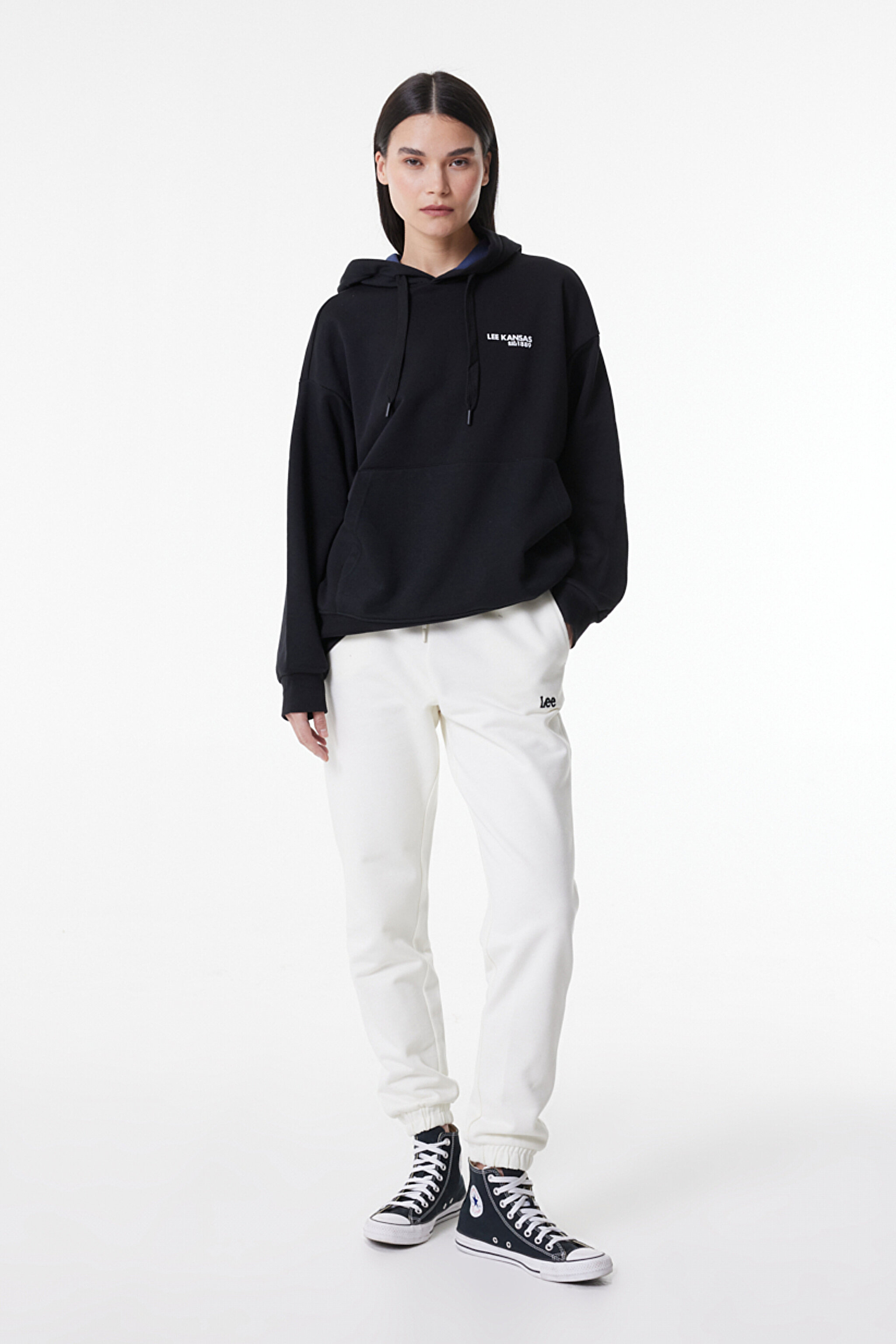 Regular Fit Normal Kesim Kapüşonlu İçi Polarlı Siyah Sweatshirt - Black-L232346001 (görsel 3)