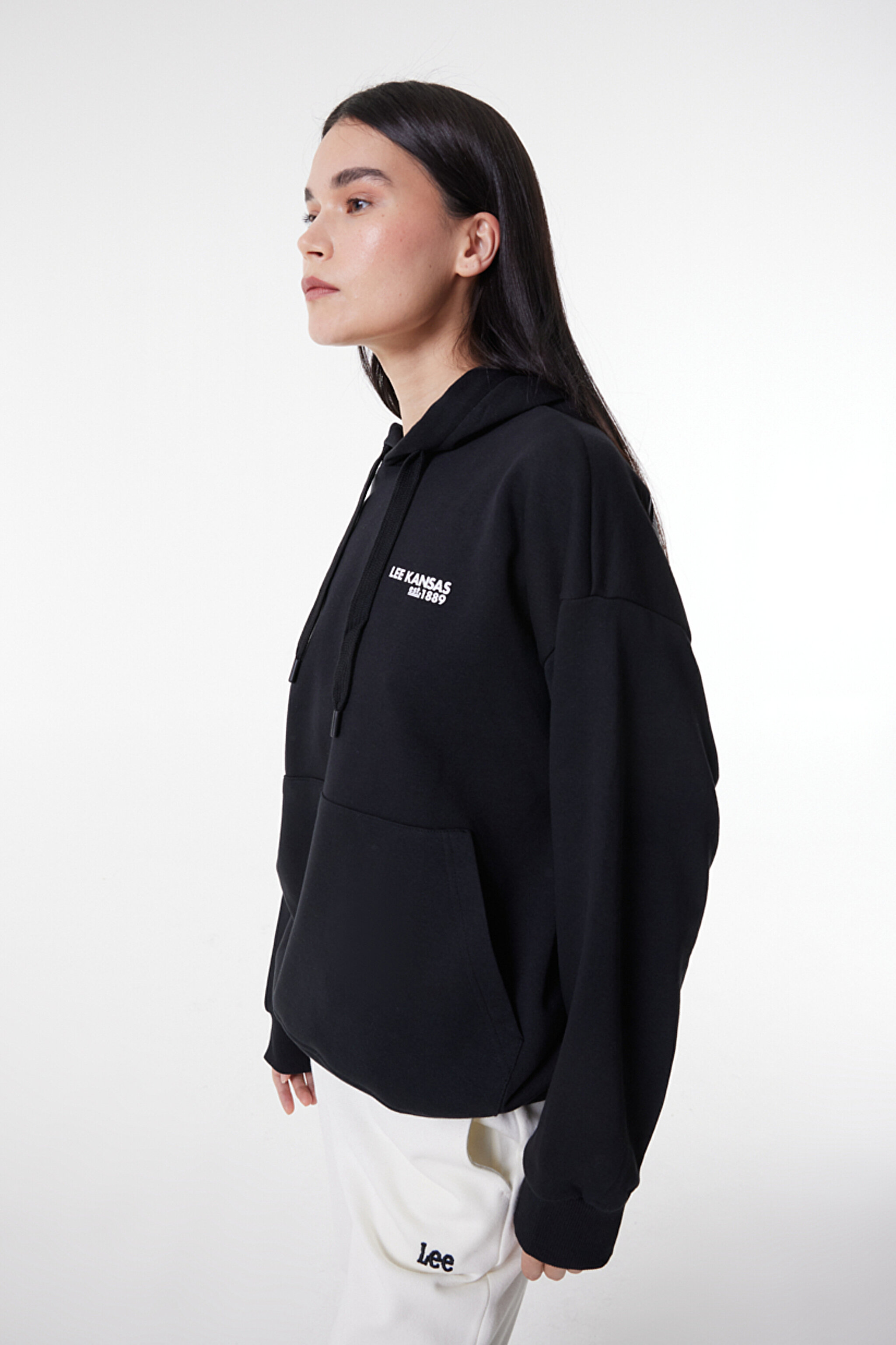 Regular Fit Normal Kesim Kapüşonlu İçi Polarlı Siyah Sweatshirt - Black-L232346001 (görsel 5)