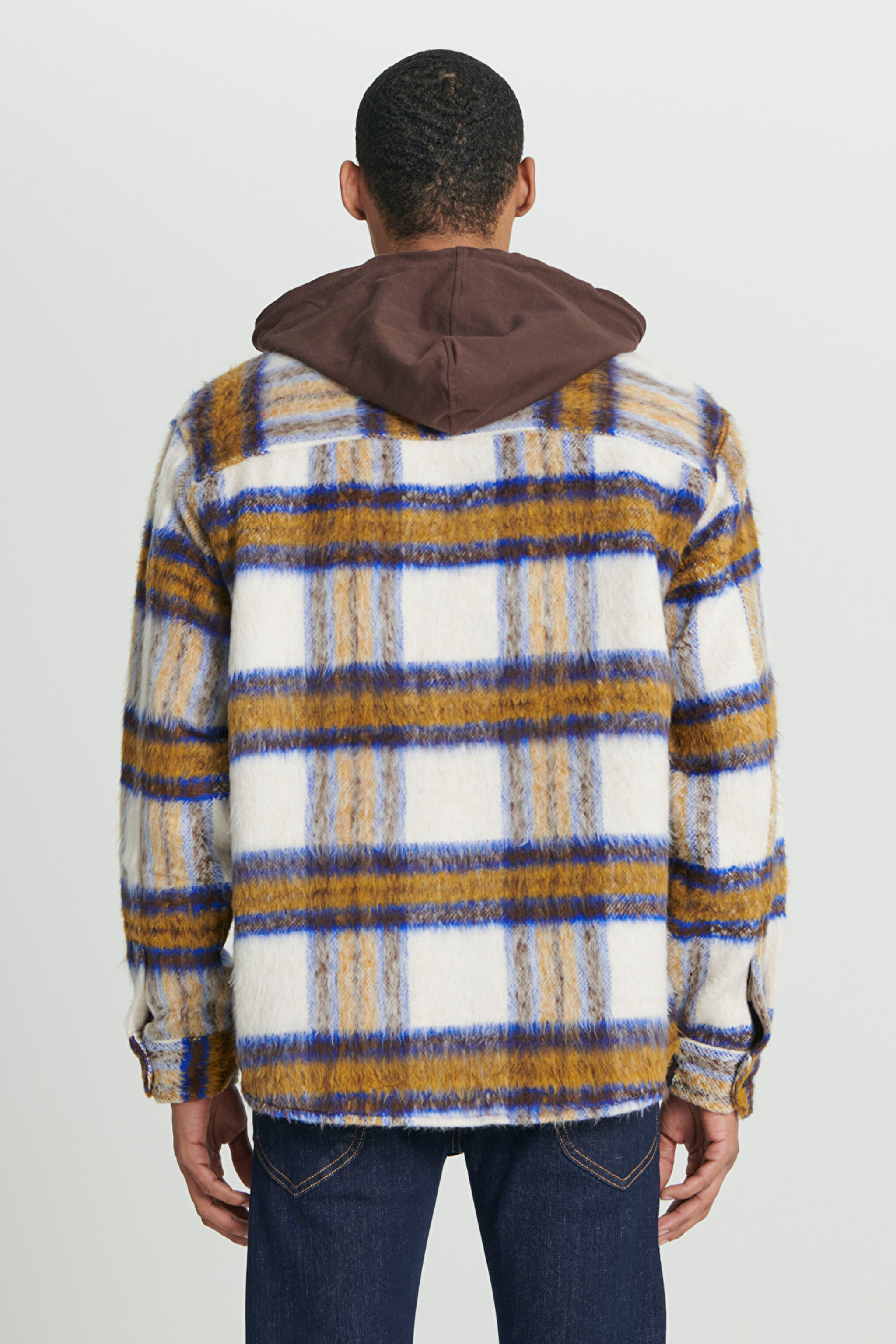 Loose Fit Rahat Kesim Kapüşonlu Çok Renkli Uzun Kollu Gömlek - Multi-L232377900 (görsel 7)