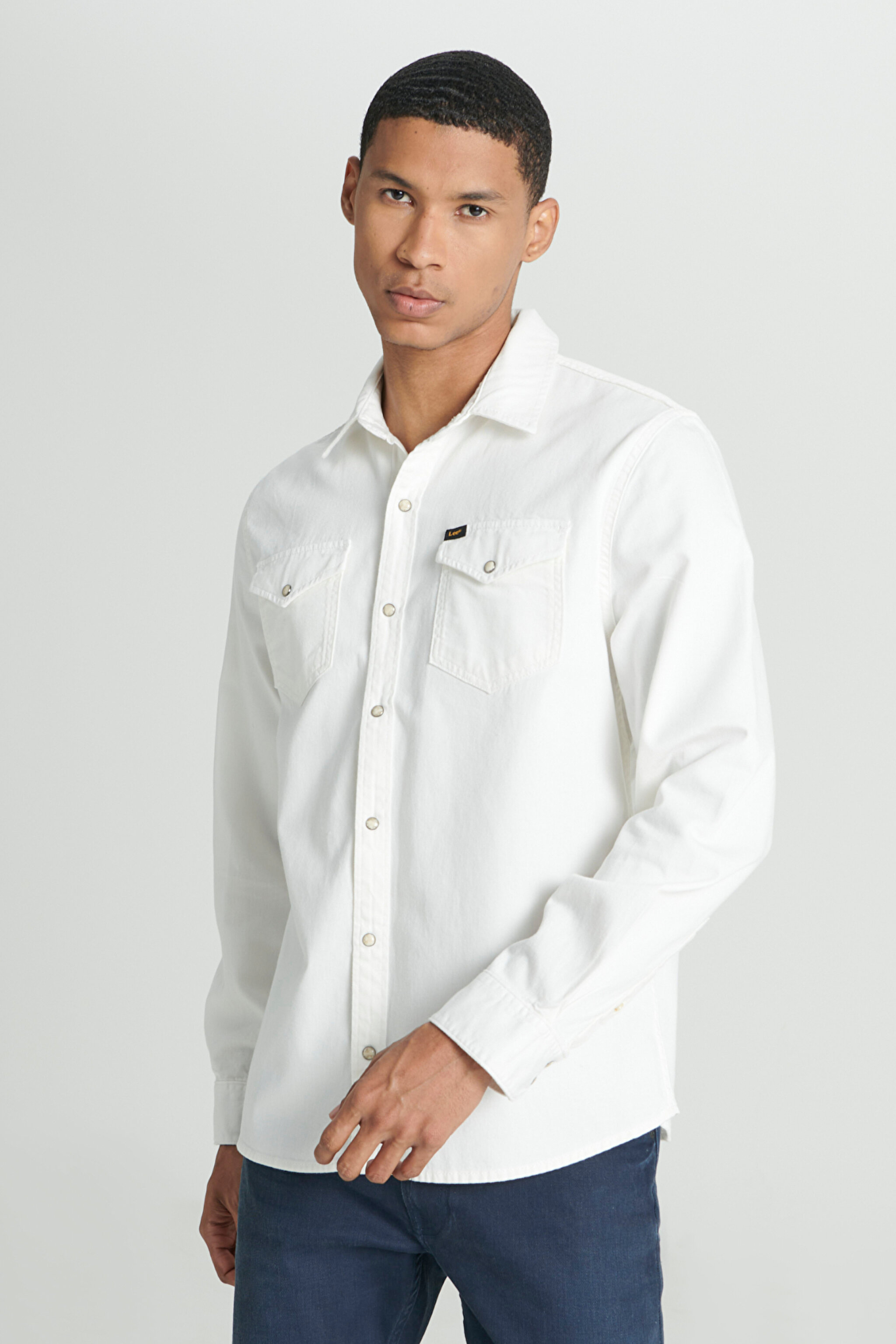 Regular Fit Normal Kesim %100 Pamuk Kırık Beyaz Uzun Kollu Gömlek - Off White-L232380102 (görsel 2)