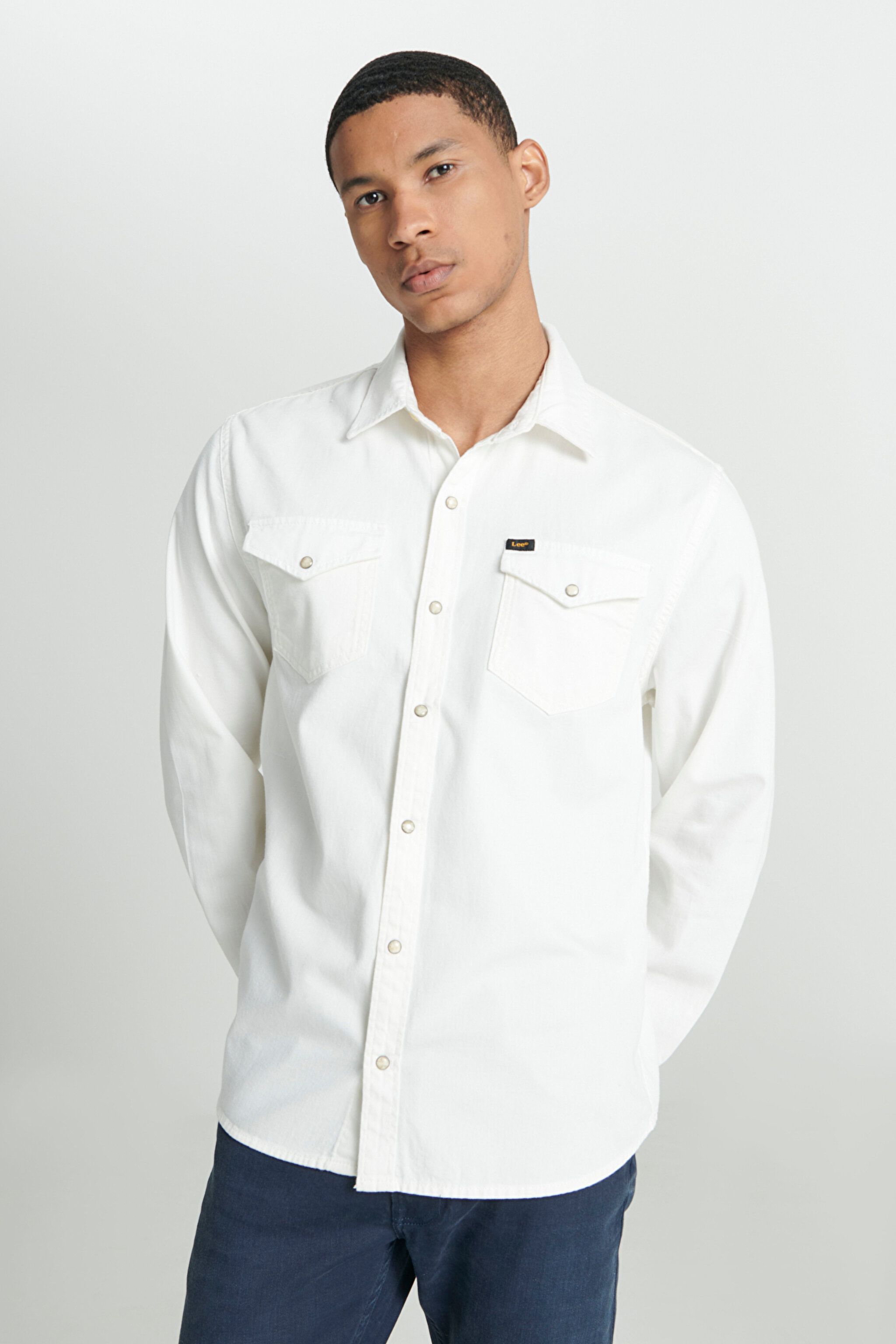 Regular Fit Normal Kesim %100 Pamuk Kırık Beyaz Uzun Kollu Gömlek - Off White-L232380102 (görsel 3)
