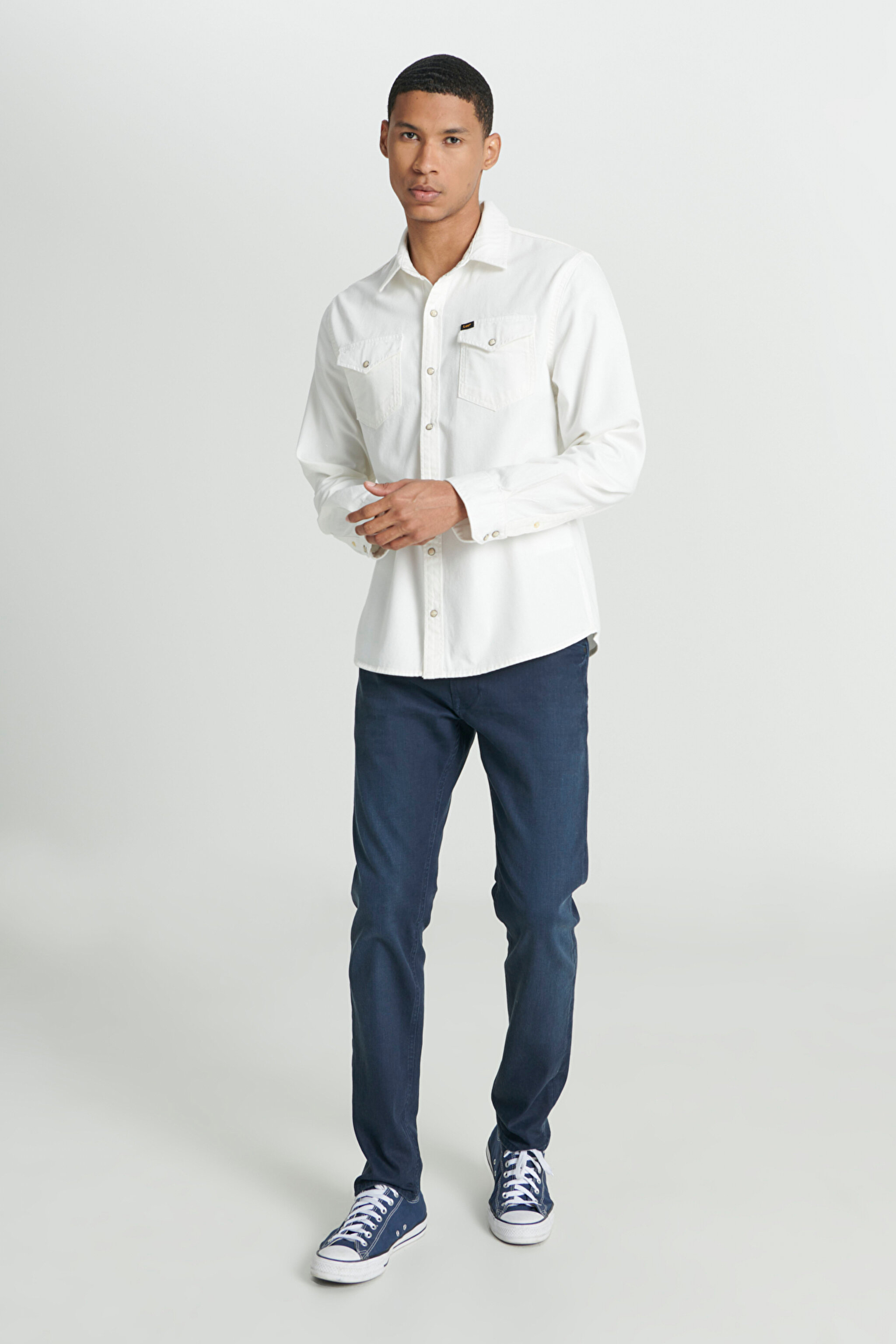 Regular Fit Normal Kesim %100 Pamuk Kırık Beyaz Uzun Kollu Gömlek - Off White-L232380102 (görsel 4)