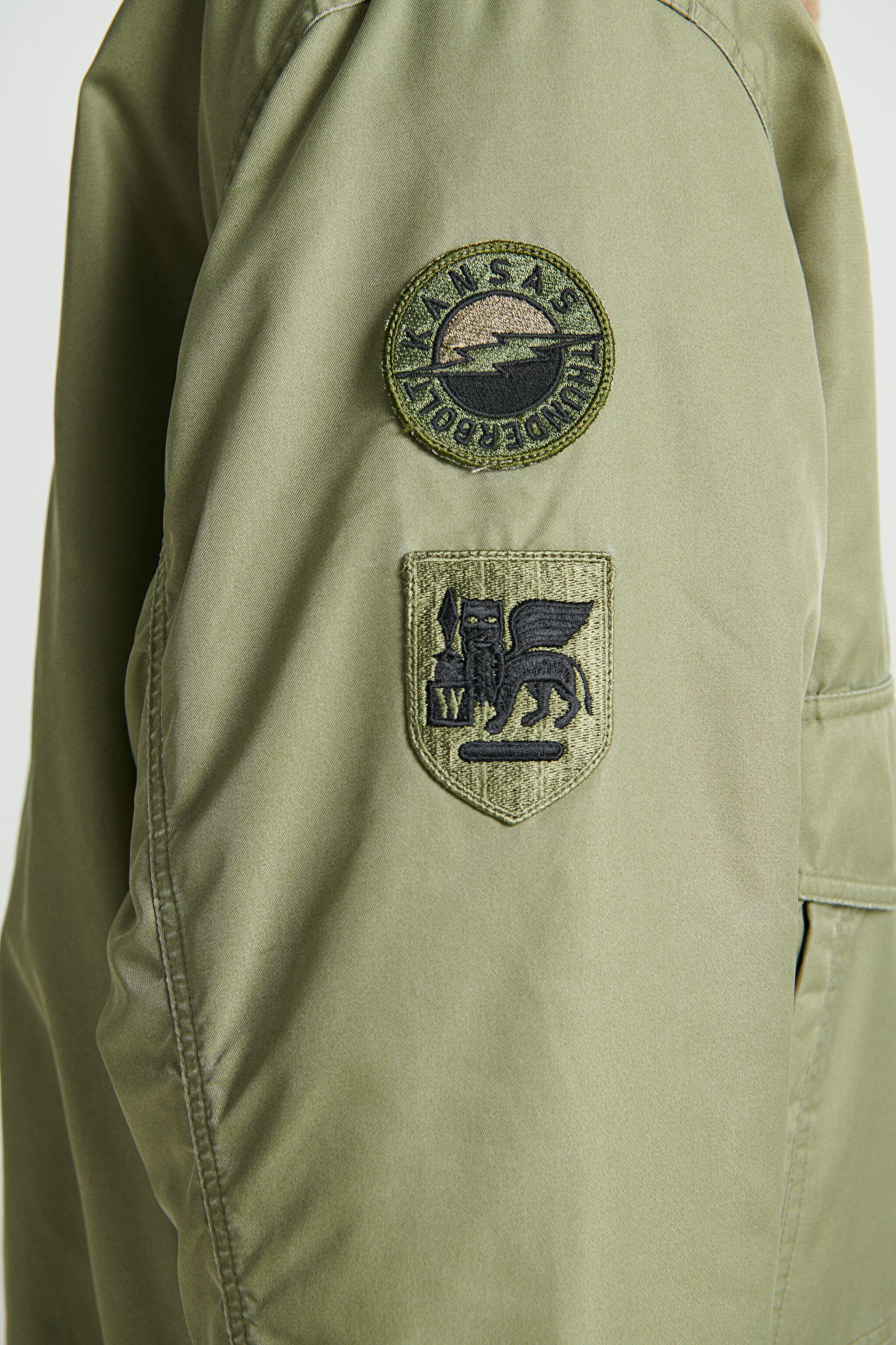 Regular Fit Normal Kesim Patch Detaylı Sherpa Yaka Haki Bomber Ceket - Khaki-L232386801 (görsel 6)