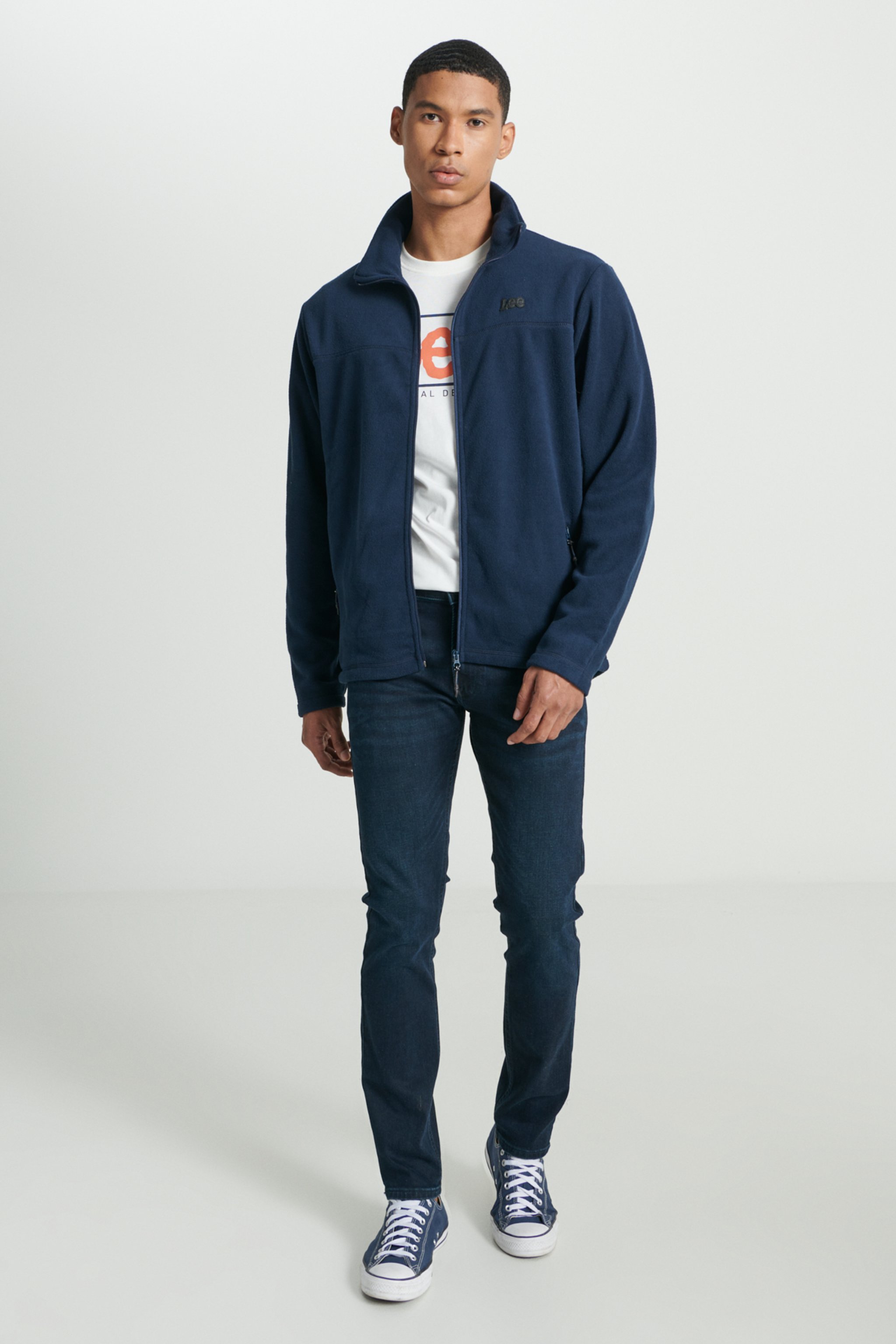 Regular Fit Normal Kesim Dik Yaka Fermuarlı Lacivert Polar Ceket - Navy-L232430410 (görsel 3)
