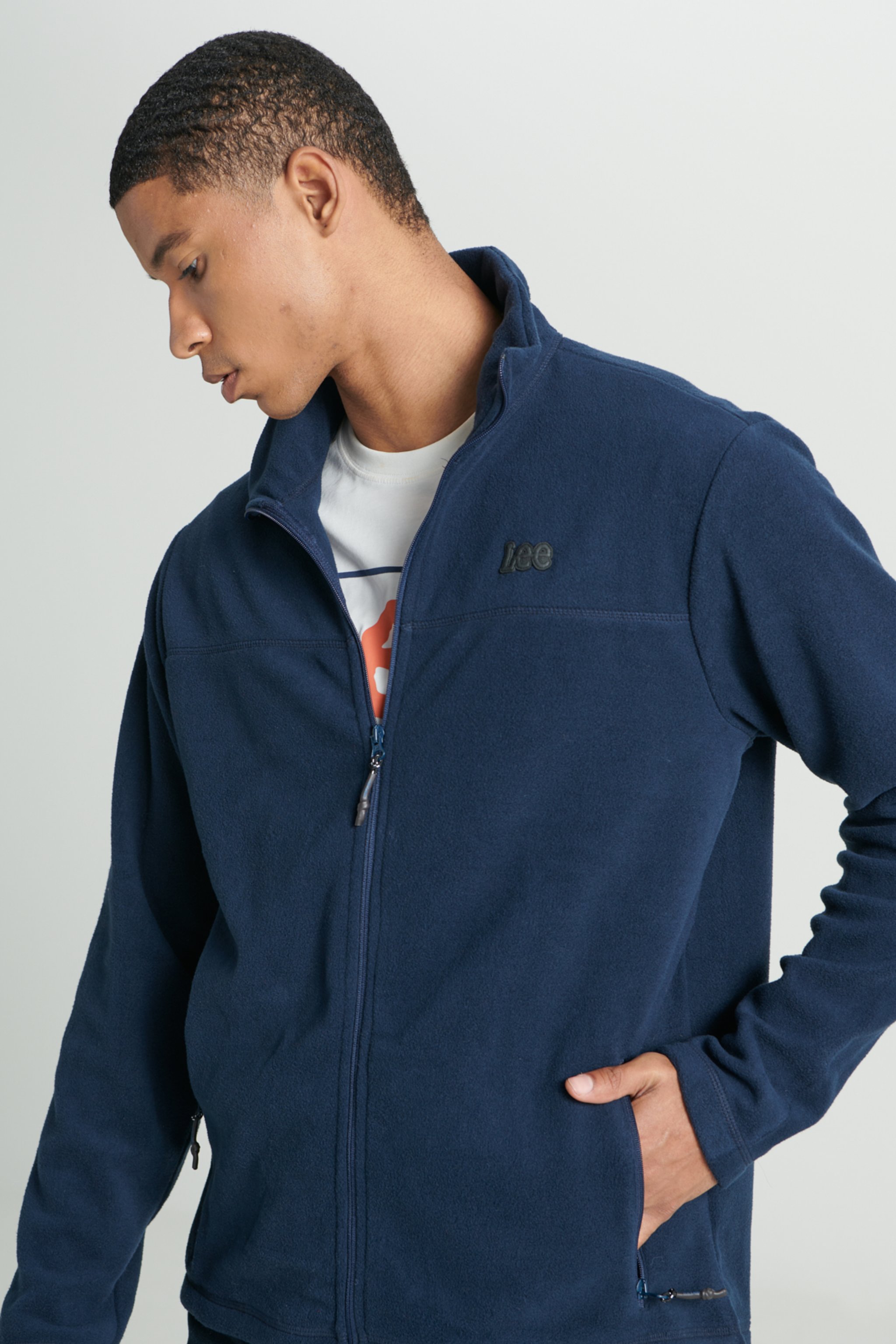 Regular Fit Normal Kesim Dik Yaka Fermuarlı Lacivert Polar Ceket - Navy-L232430410 (görsel 5)