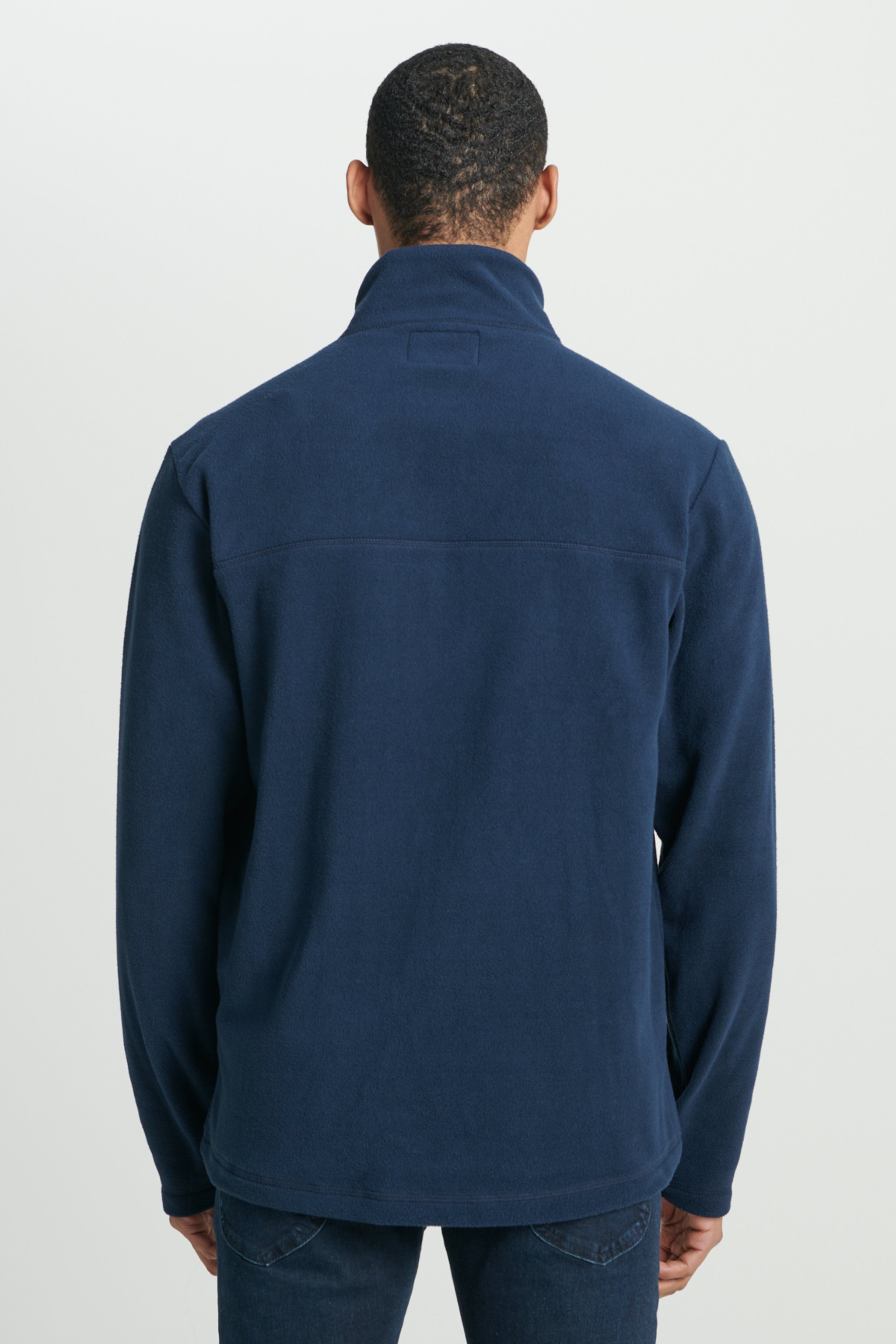 Regular Fit Normal Kesim Dik Yaka Fermuarlı Lacivert Polar Ceket - Navy-L232430410 (görsel 6)