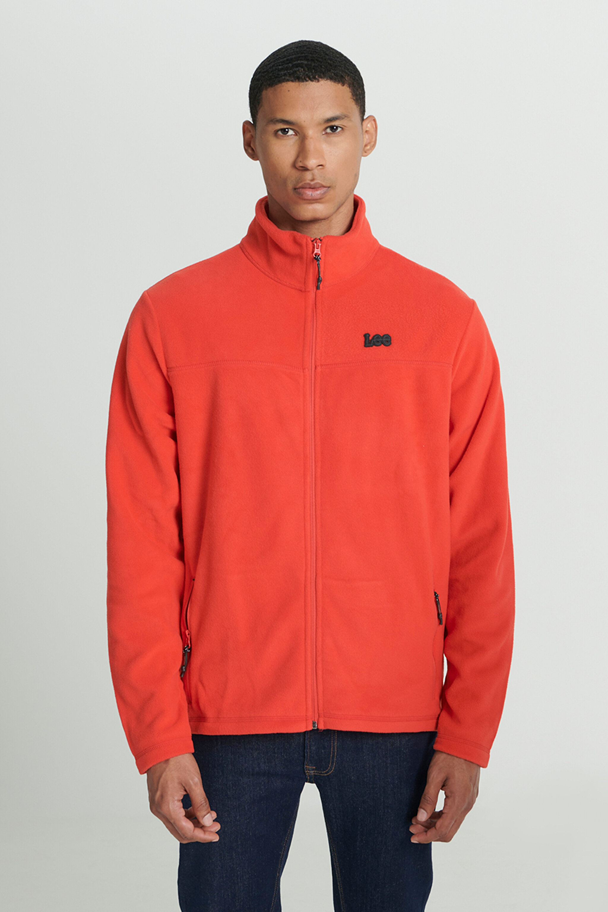 Regular Fit Normal Kesim Dik Yaka Fermuarlı Kırmızı Polar Ceket - Red-L232430600 (görsel 2)