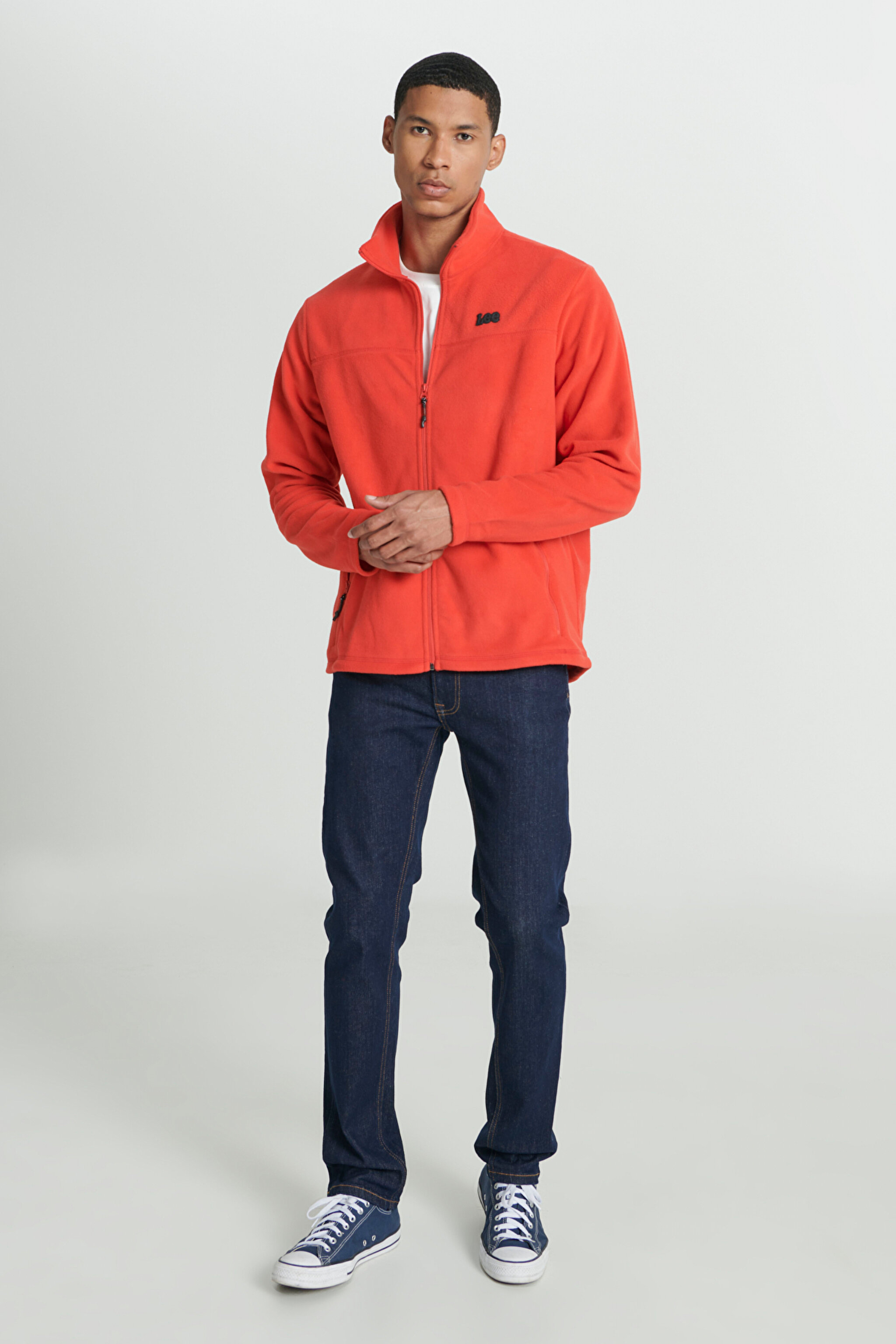 Regular Fit Normal Kesim Dik Yaka Fermuarlı Kırmızı Polar Ceket - Red-L232430600 (görsel 3)