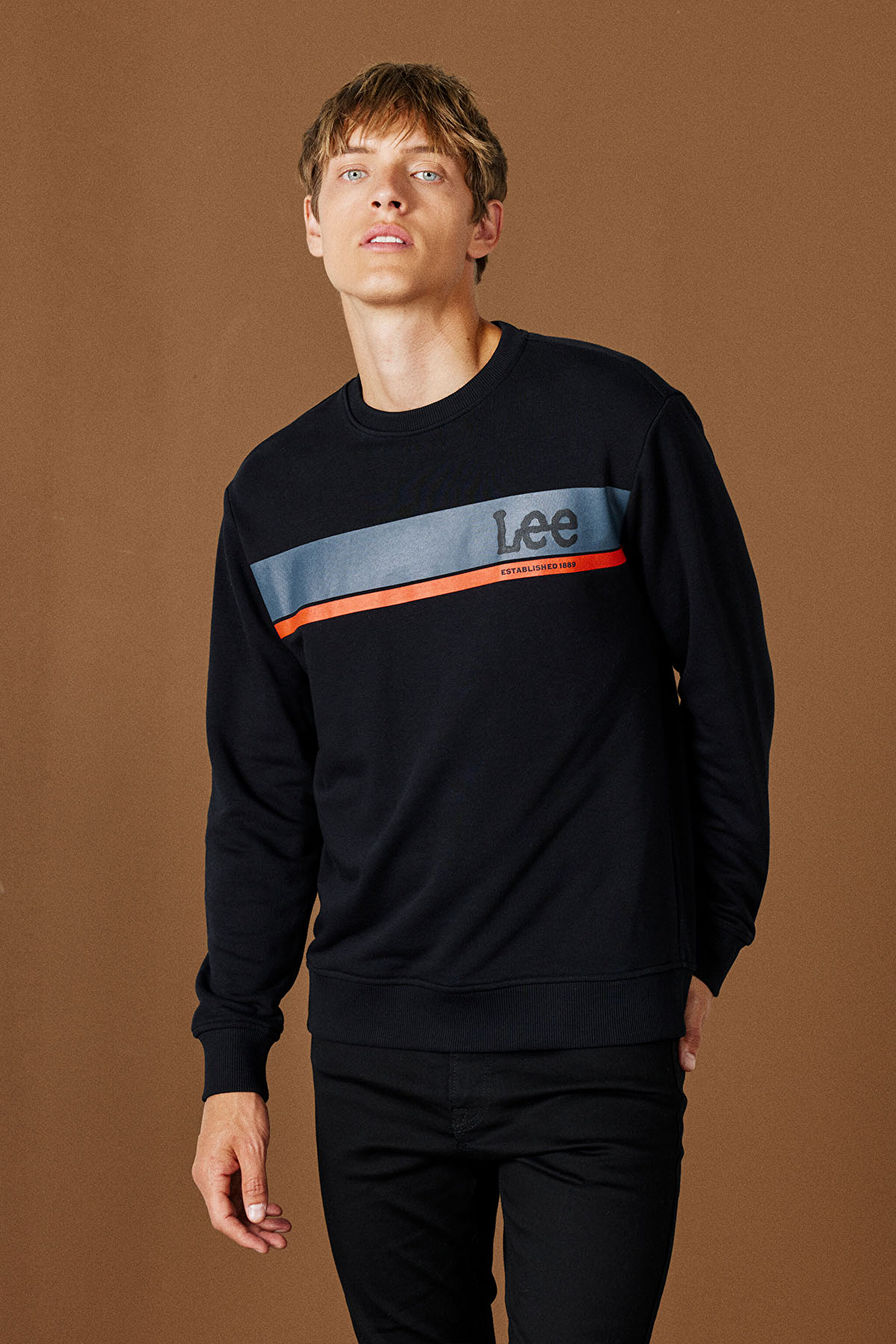 Regular Fit Normal Kesim Bisiklet Yaka Siyah Sweatshirt