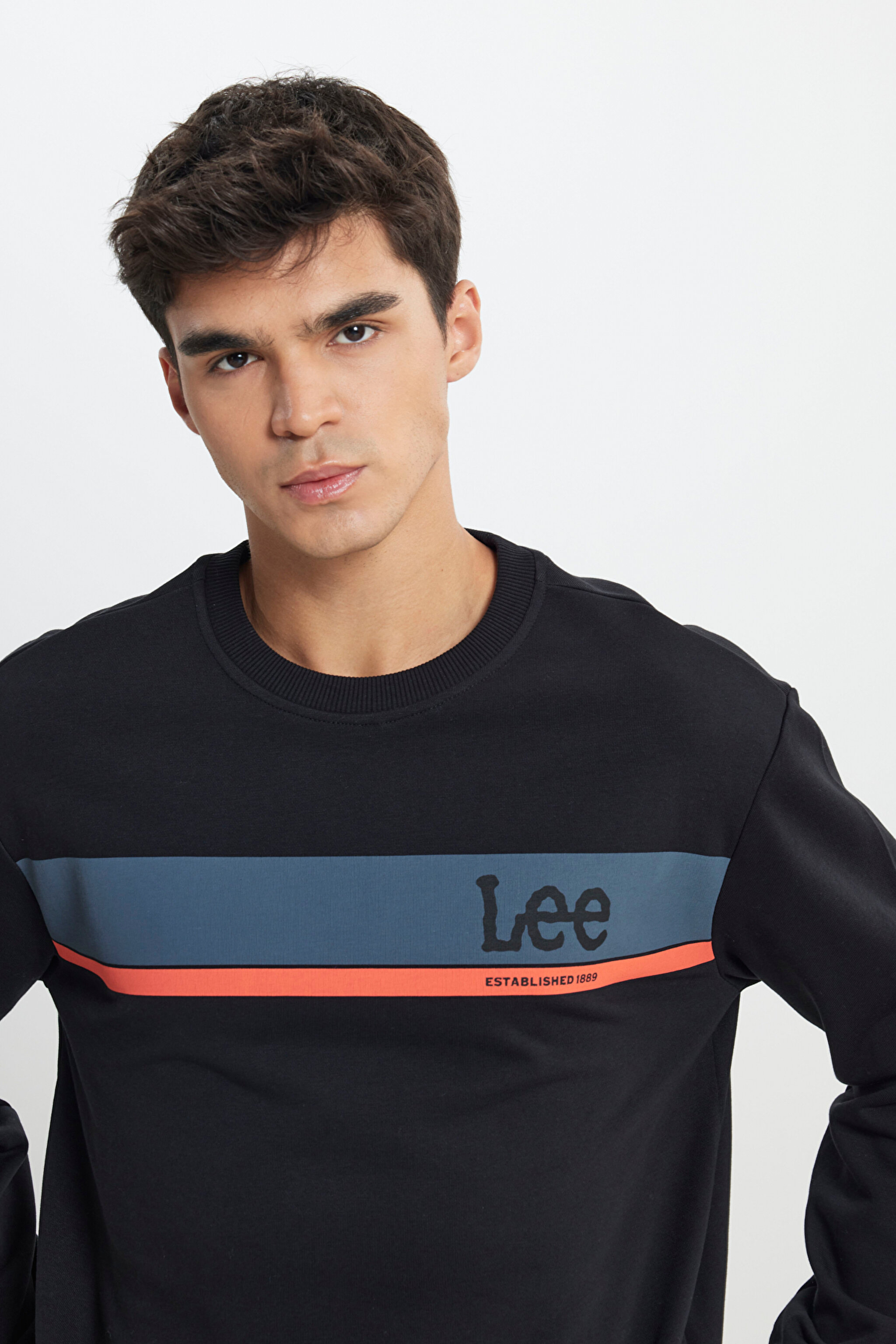 Regular Fit Normal Kesim Bisiklet Yaka Siyah Sweatshirt - Black-L232501001 (görsel 4)