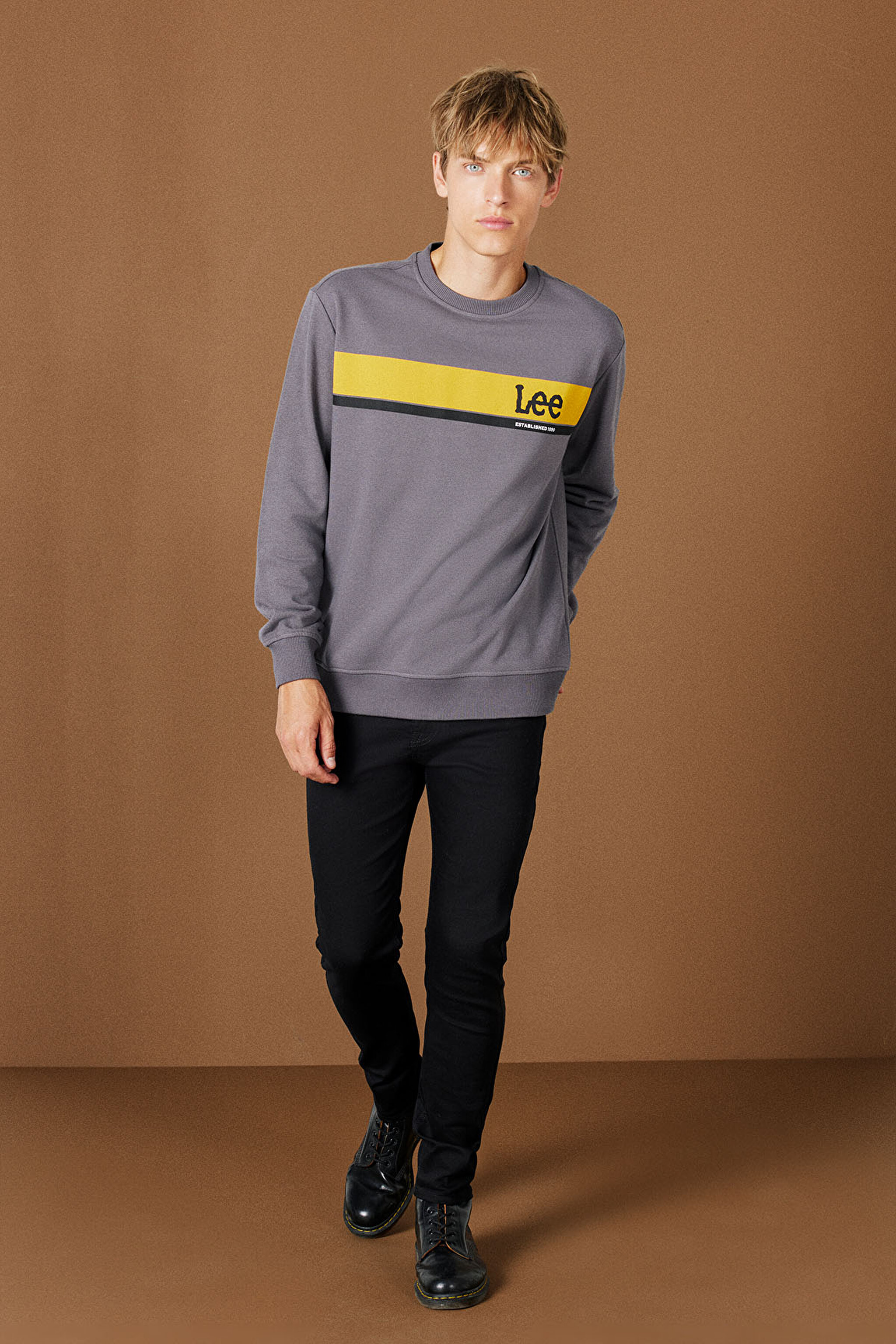 Regular Fit Normal Kesim Bisiklet Yaka Antrasit Sweatshirt