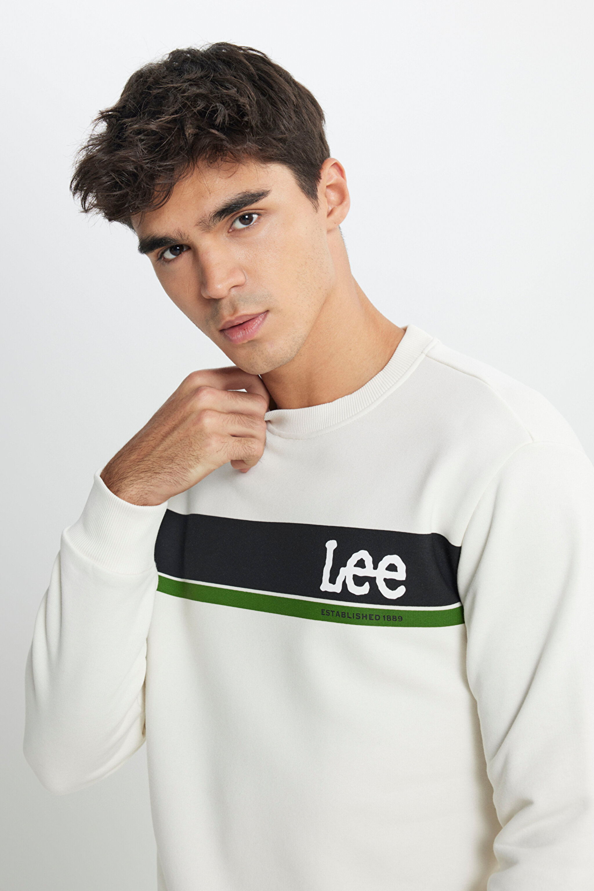 Regular Fit Normal Kesim Bisiklet Yaka Kırık Beyaz Sweatshirt - Off White-L232501102 (görsel 4)