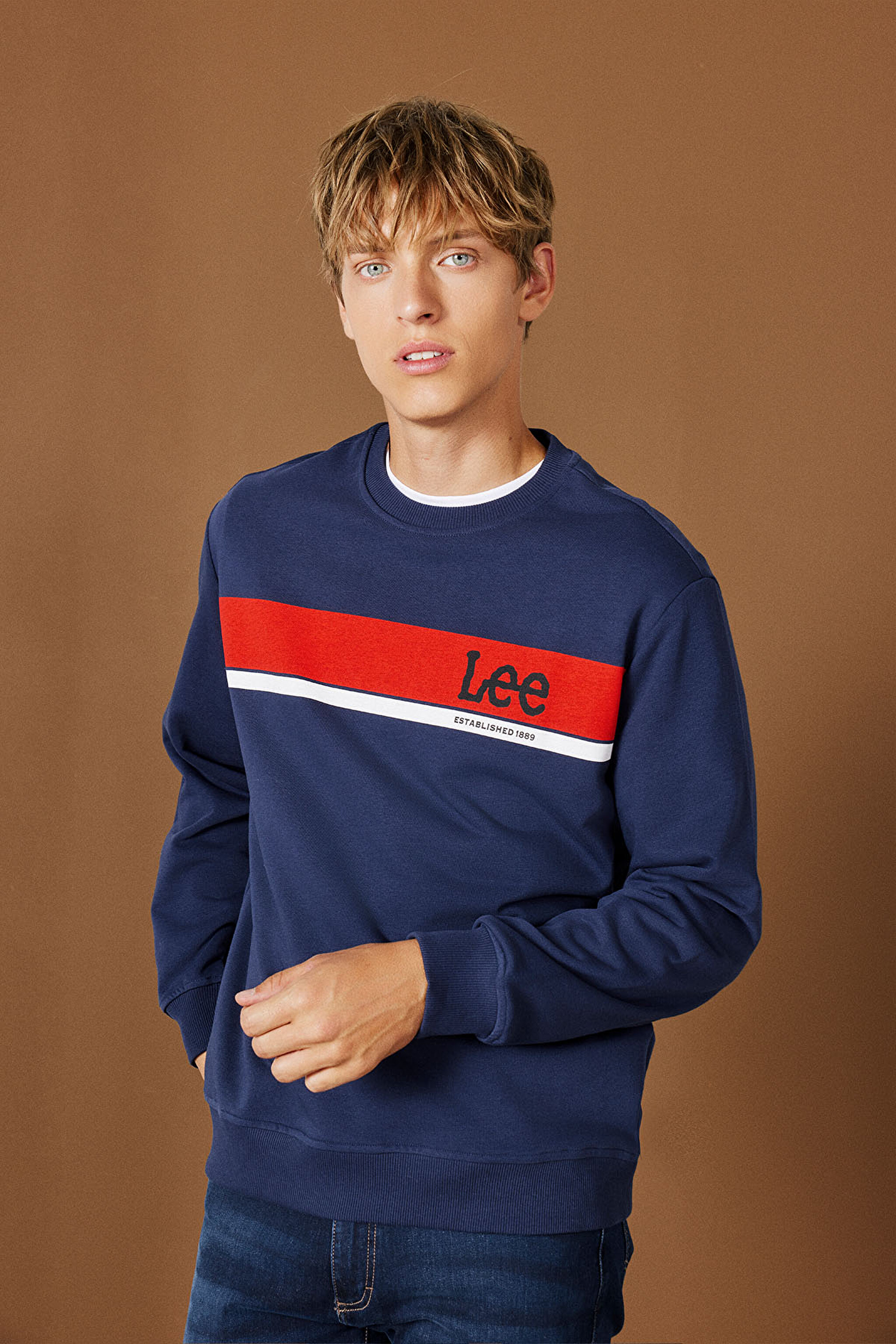Regular Fit Normal Kesim Bisiklet Yaka Lacivert Sweatshirt