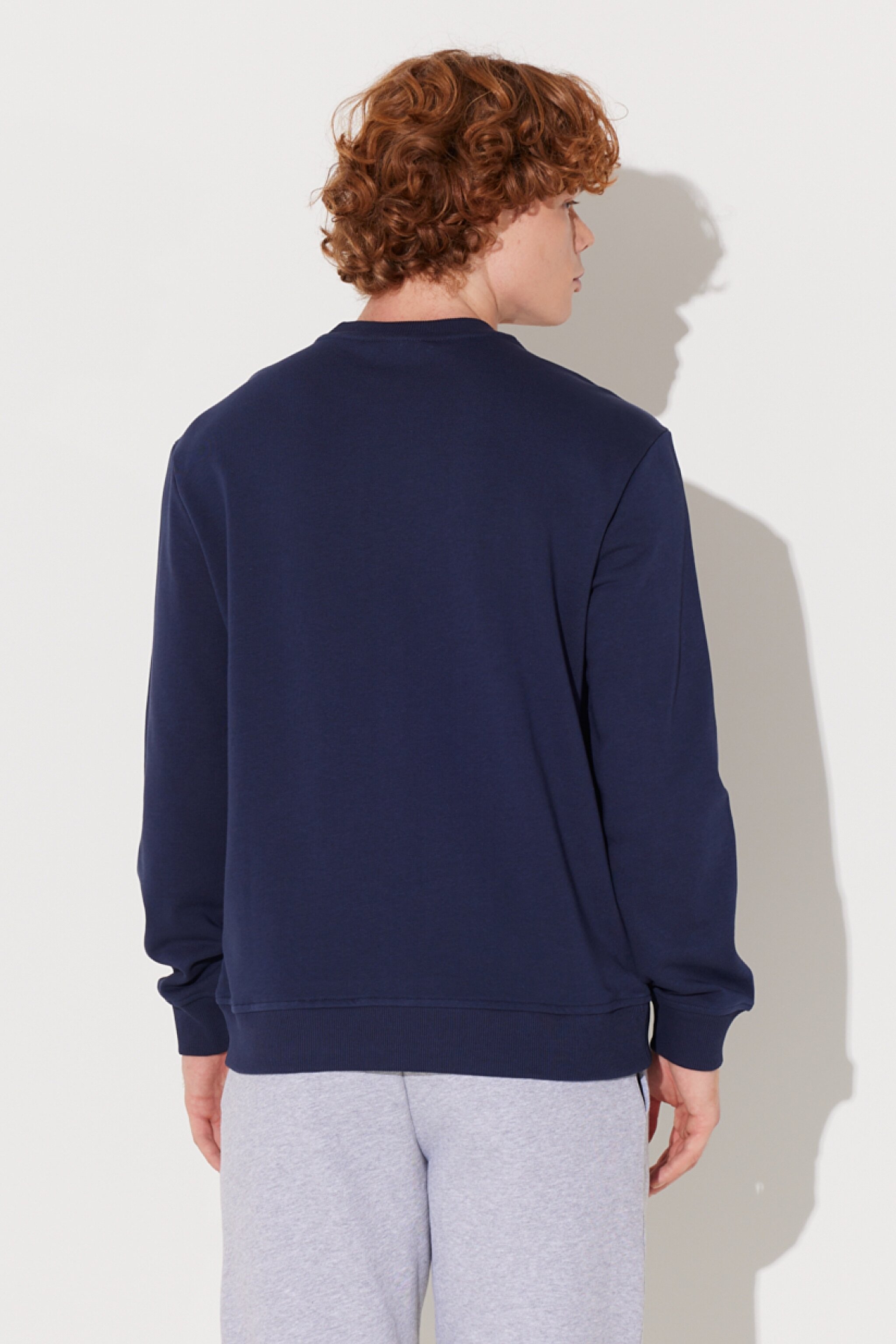 Regular Fit Normal Kesim Bisiklet Yaka Lacivert Sweatshirt - Navy-L232501410 (görsel 8)