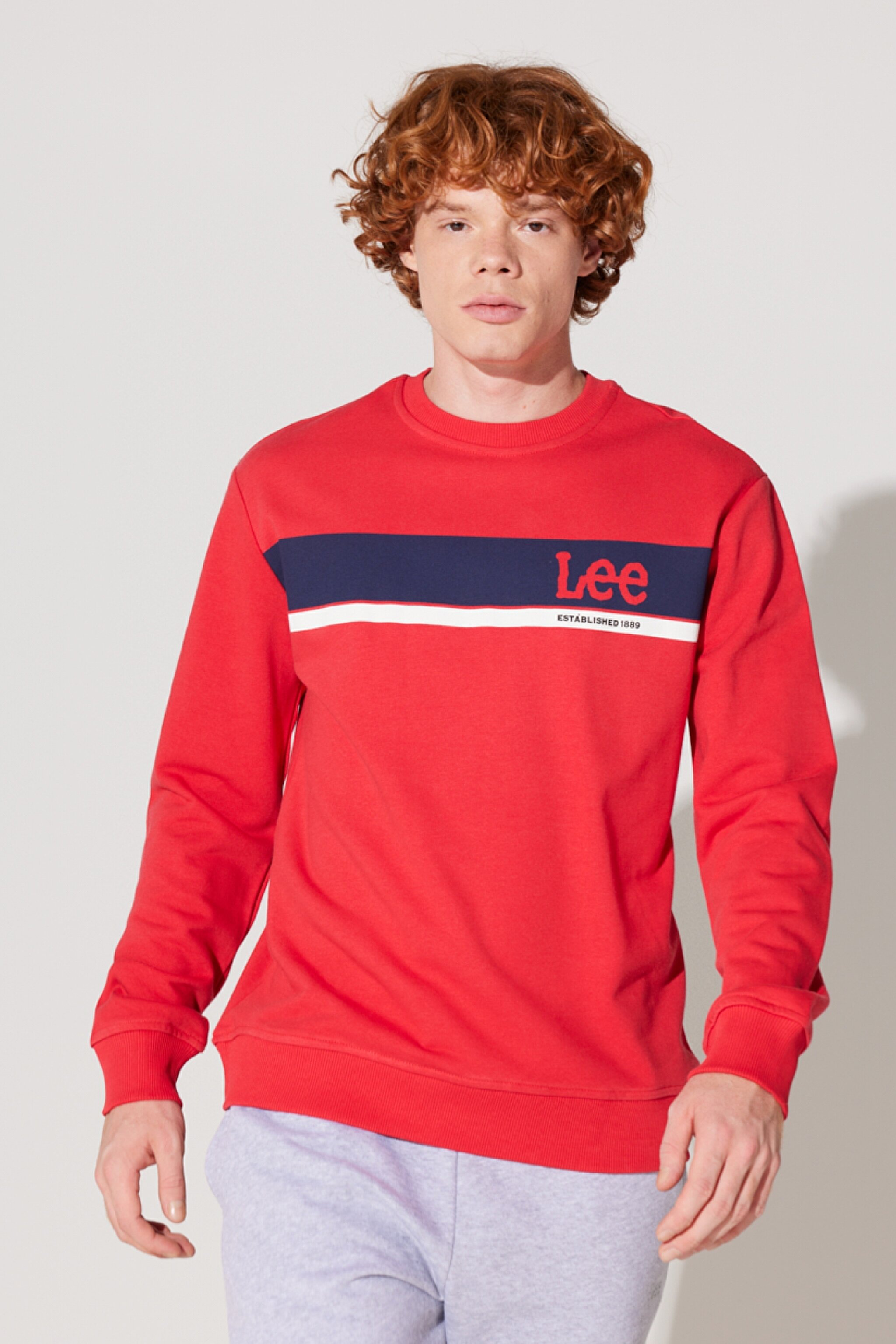 Regular Fit Normal Kesim Bisiklet Yaka Kırmızı Sweatshirt