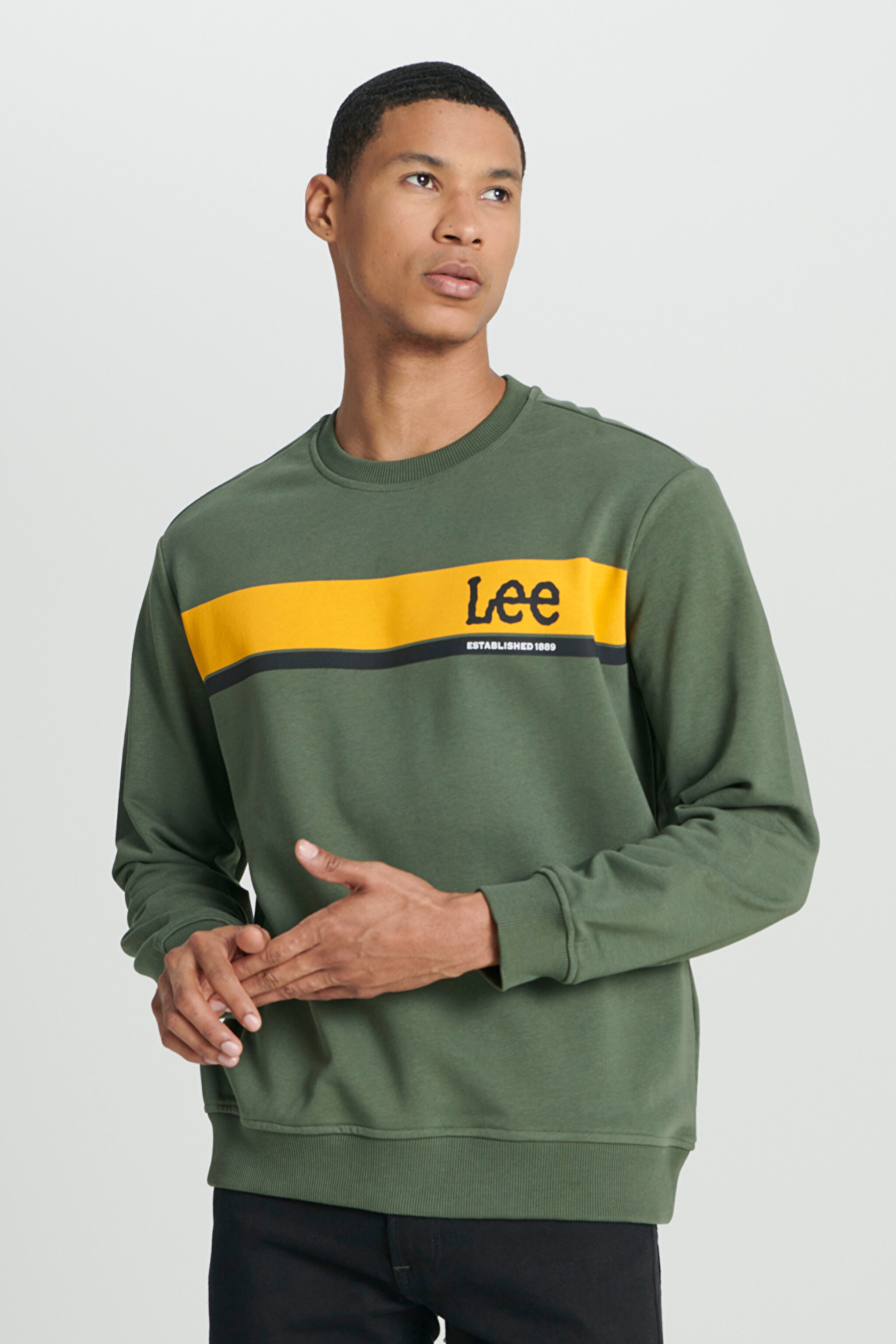 Regular Fit Normal Kesim Bisiklet Yaka Haki Sweatshirt - Khaki-L232501801 (görsel 2)