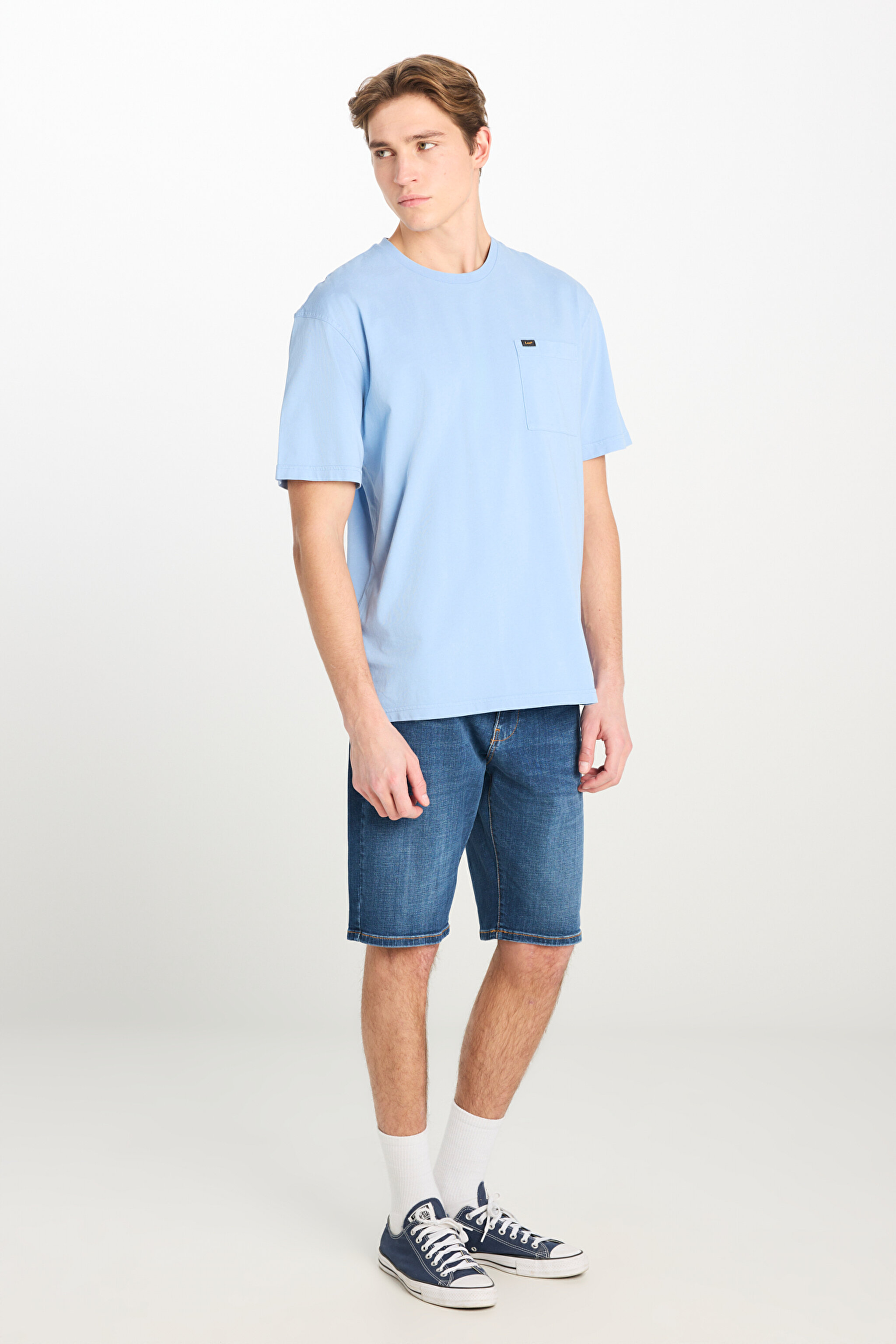 Regular Fit Normal Kesim Normal Bel 5 Cepli Açık Mavi Jean Kot Şort