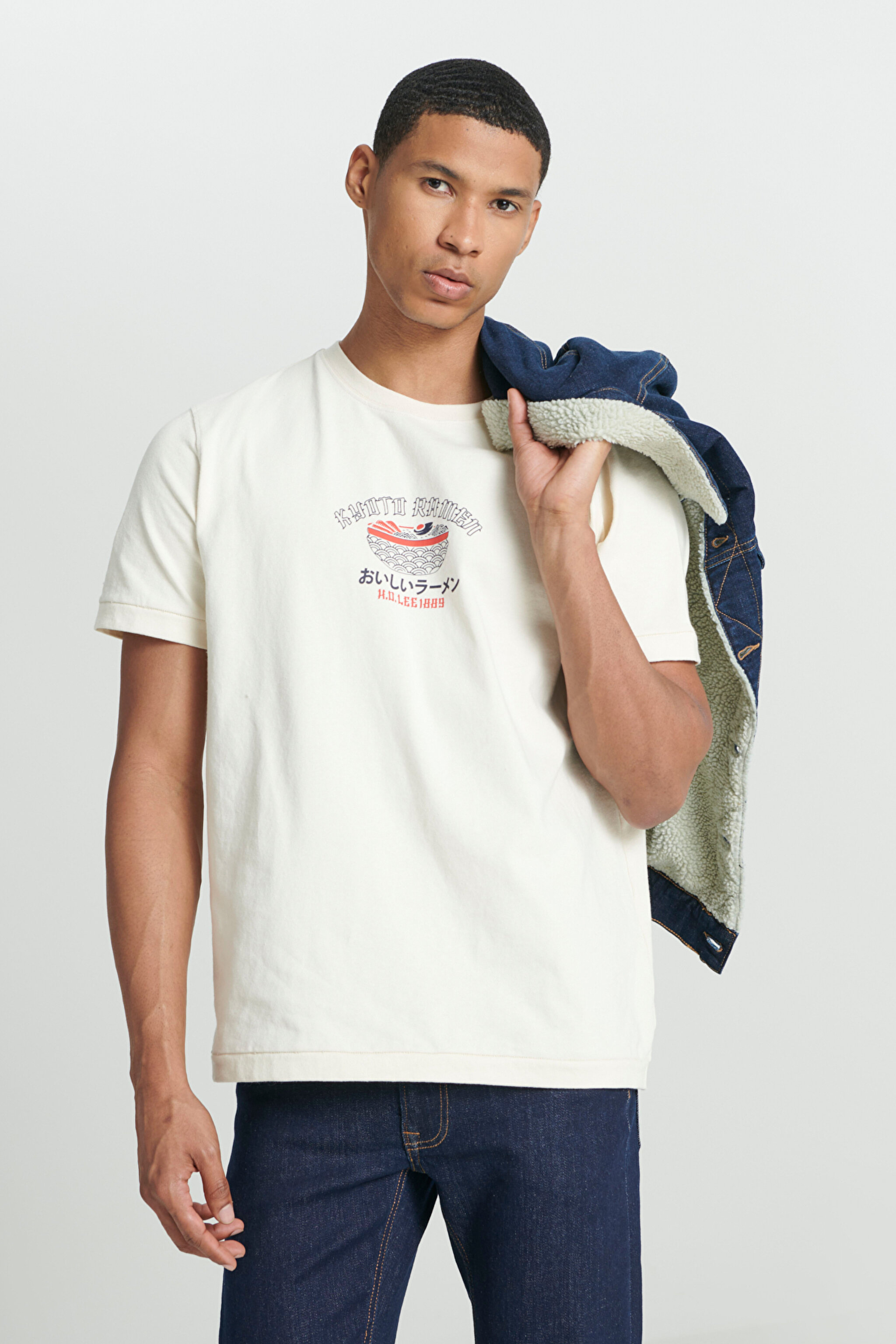 Regular Fit Normal Kesim Bisiklet Yaka %100 Pamuk Kırık Beyaz Tişört - Off White-L241184102 (görsel 3)