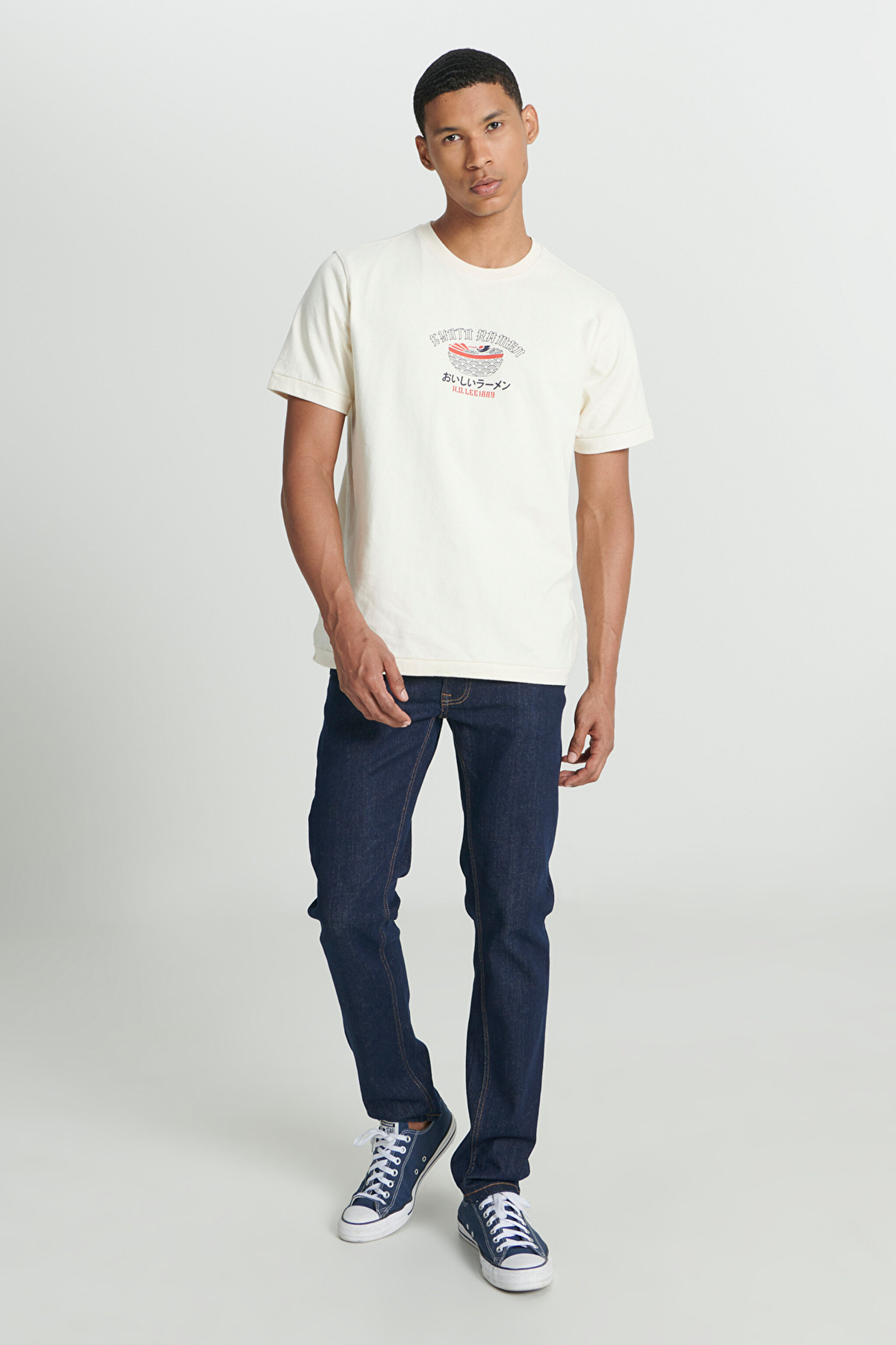 Regular Fit Normal Kesim Bisiklet Yaka %100 Pamuk Kırık Beyaz Tişört - Off White-L241184102 (görsel 4)
