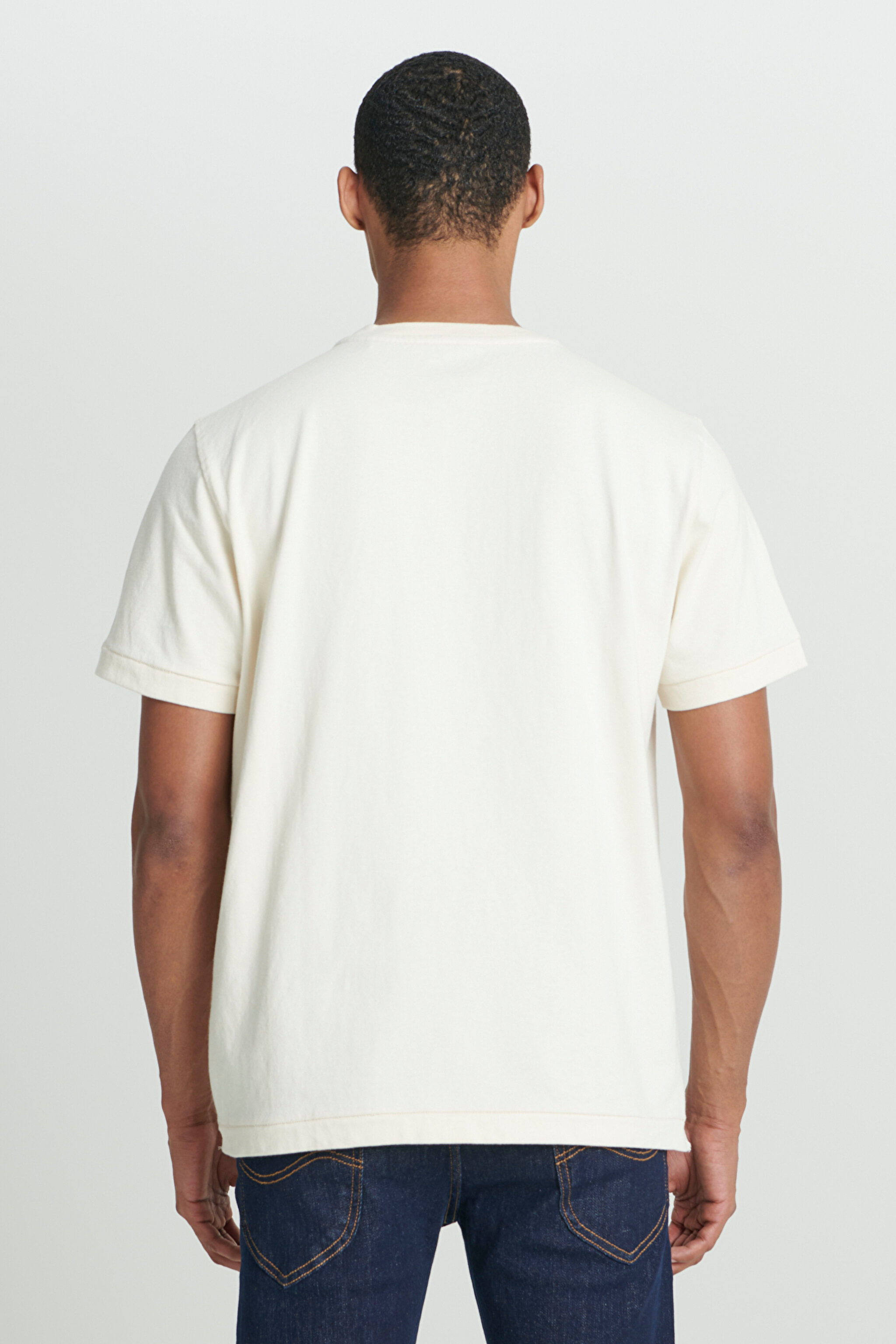Regular Fit Normal Kesim Bisiklet Yaka %100 Pamuk Kırık Beyaz Tişört - Off White-L241184102 (görsel 6)