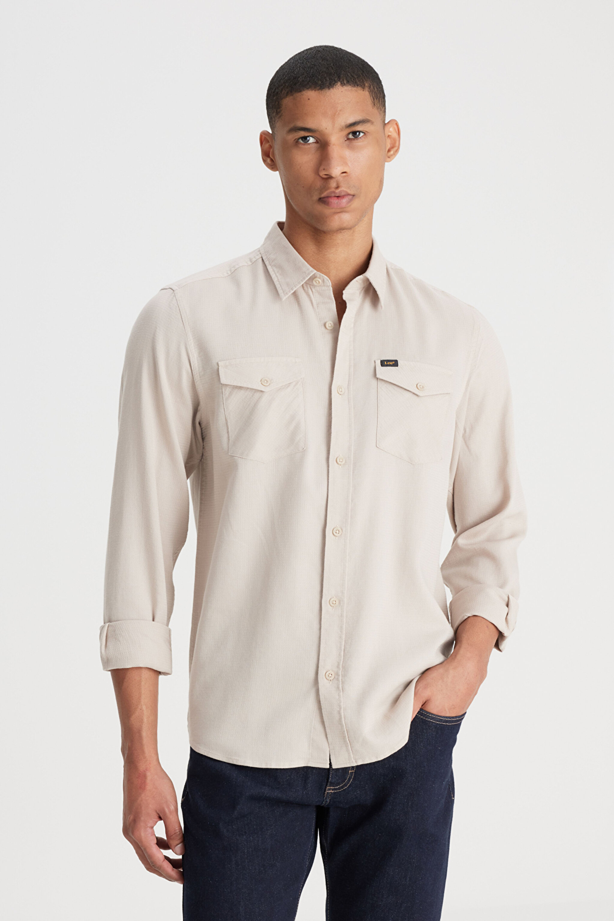Regular Fit Normal Kesim %100 Pamuk Bej Gömlek - Beige-L241262614
