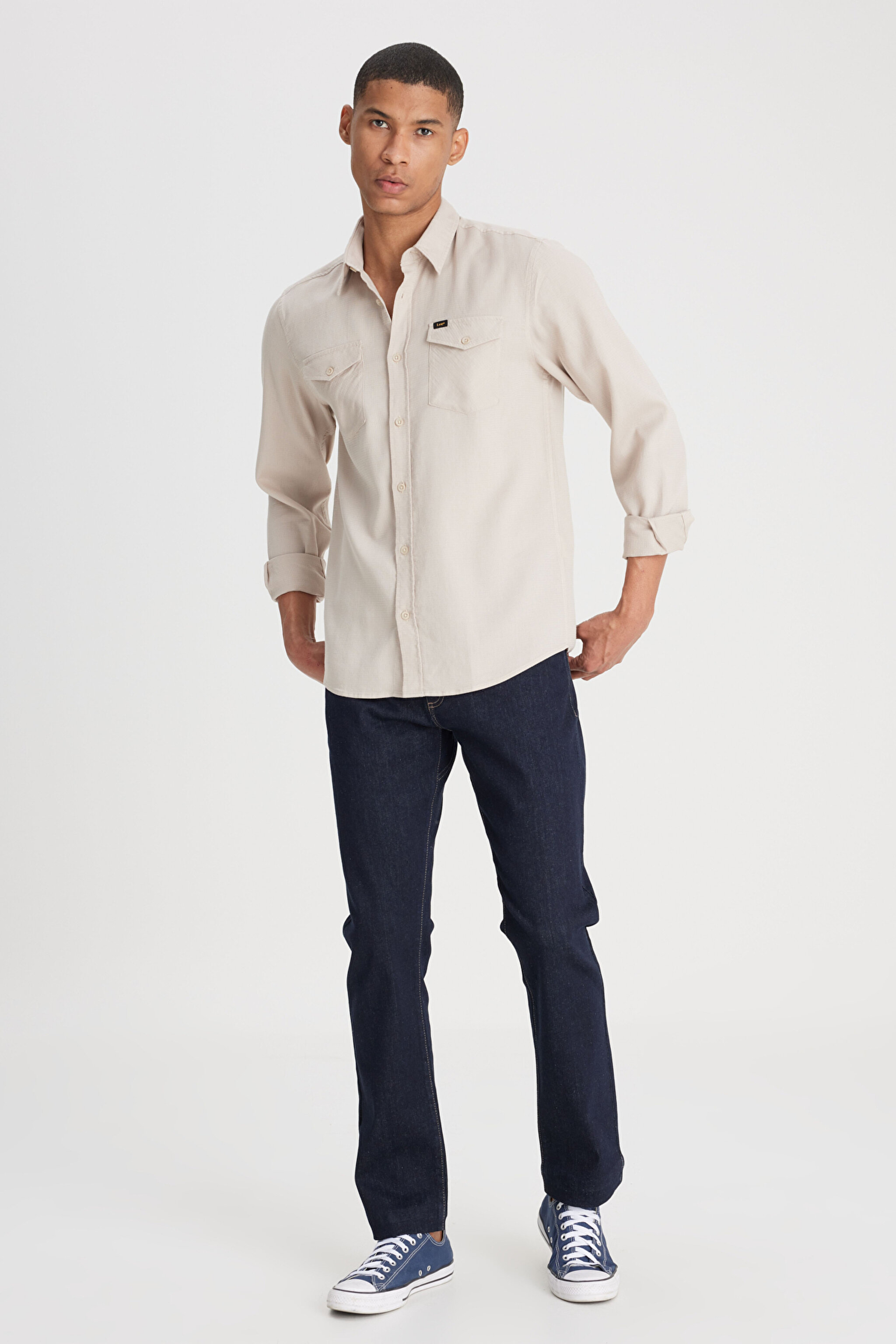 Regular Fit Normal Kesim %100 Pamuk Bej Gömlek - Beige-L241262614 (görsel 3)