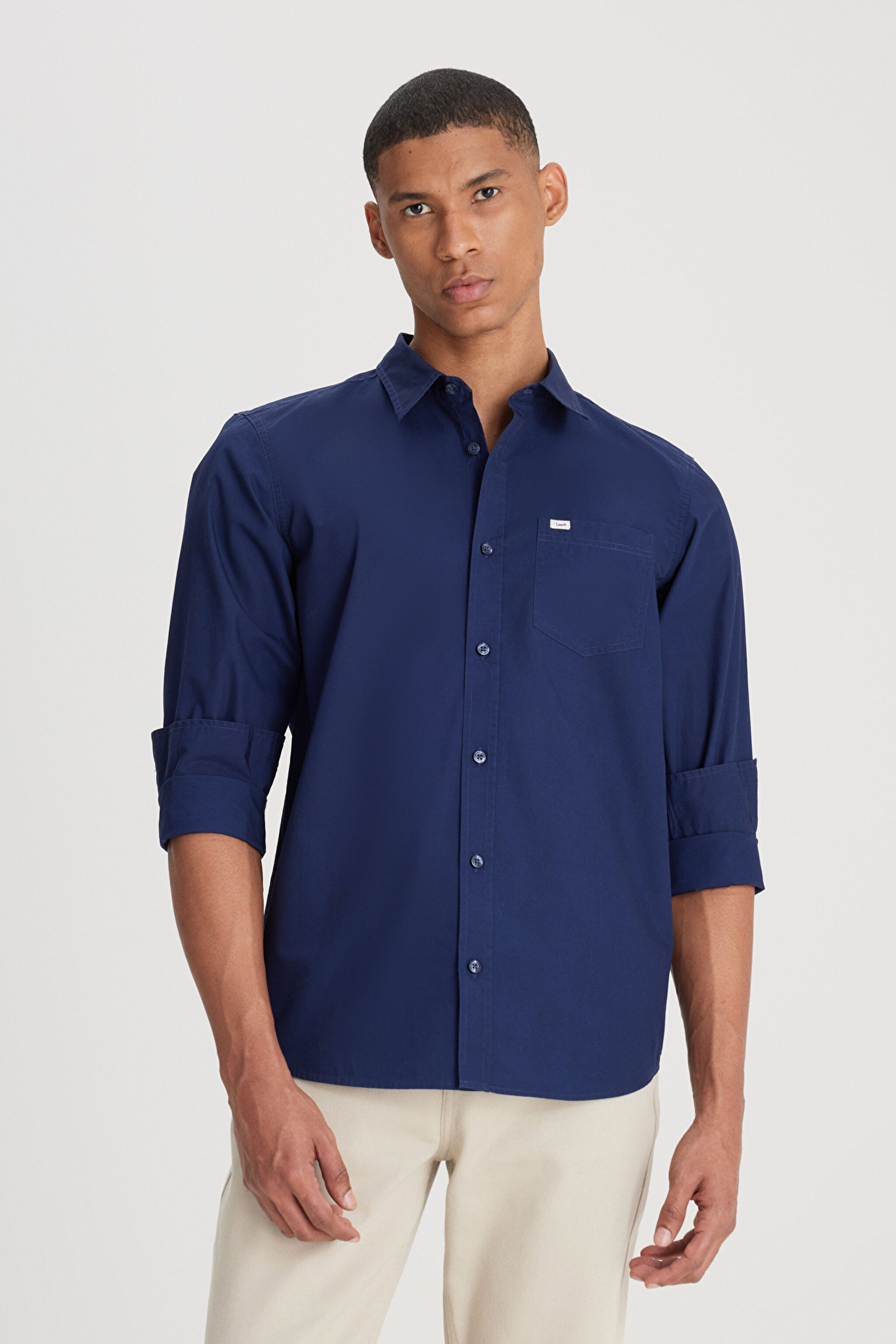 Regular Fit Normal Kesim %100 Pamuk Lacivert Gömlek - Navy-L241274410