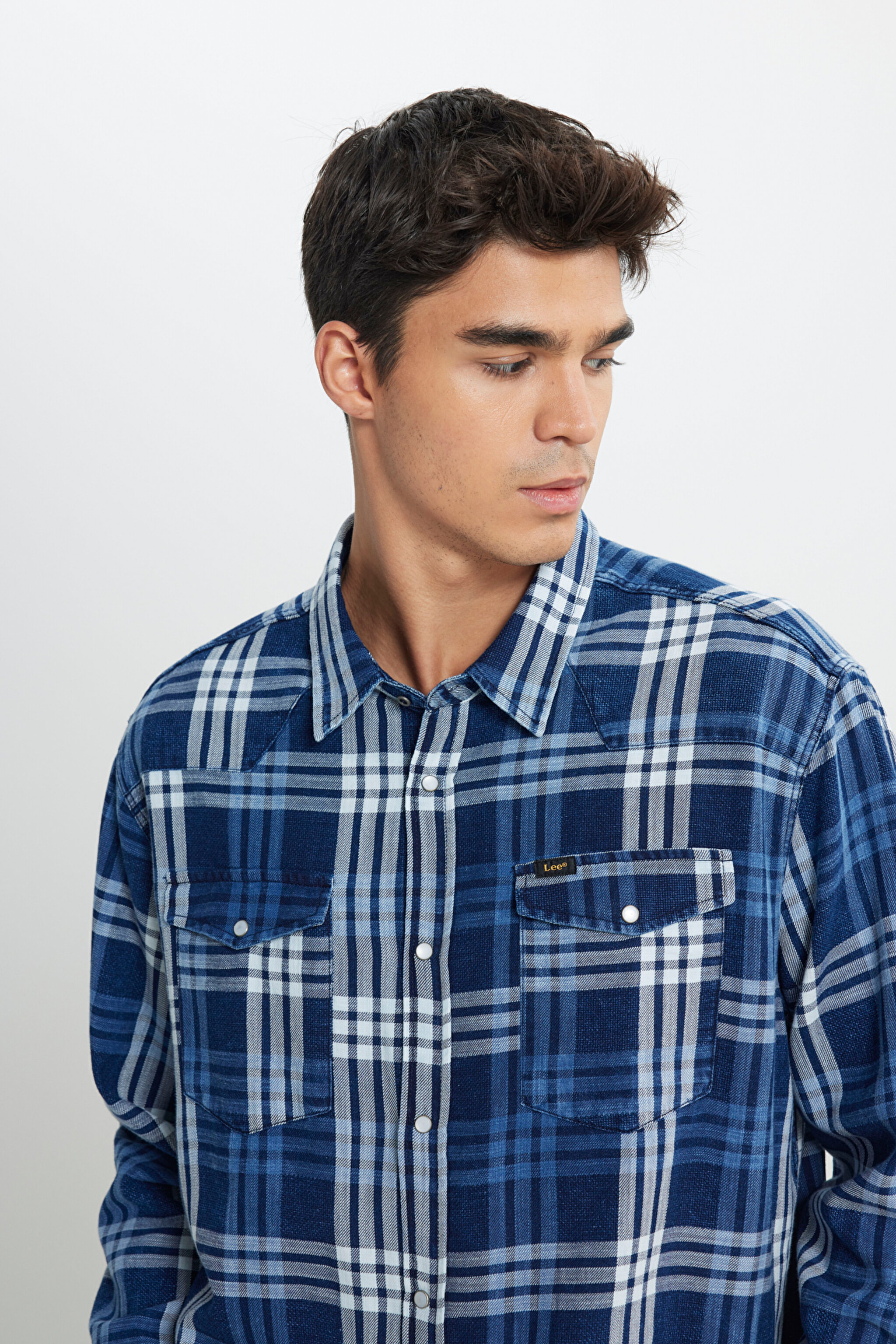 Loose Fit Rahat Kesim Lacivert Gömlek - İndigo-L241277TF (görsel 4)