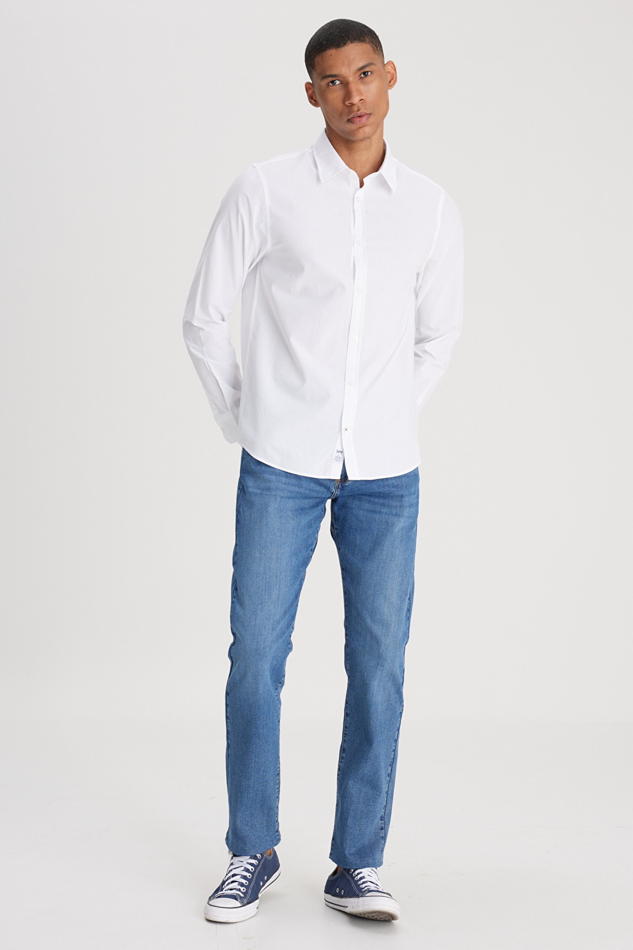 Regular Fit Normal Kesim %100 Pamuk Beyaz Gömlek - White-L241286100 (görsel 3)