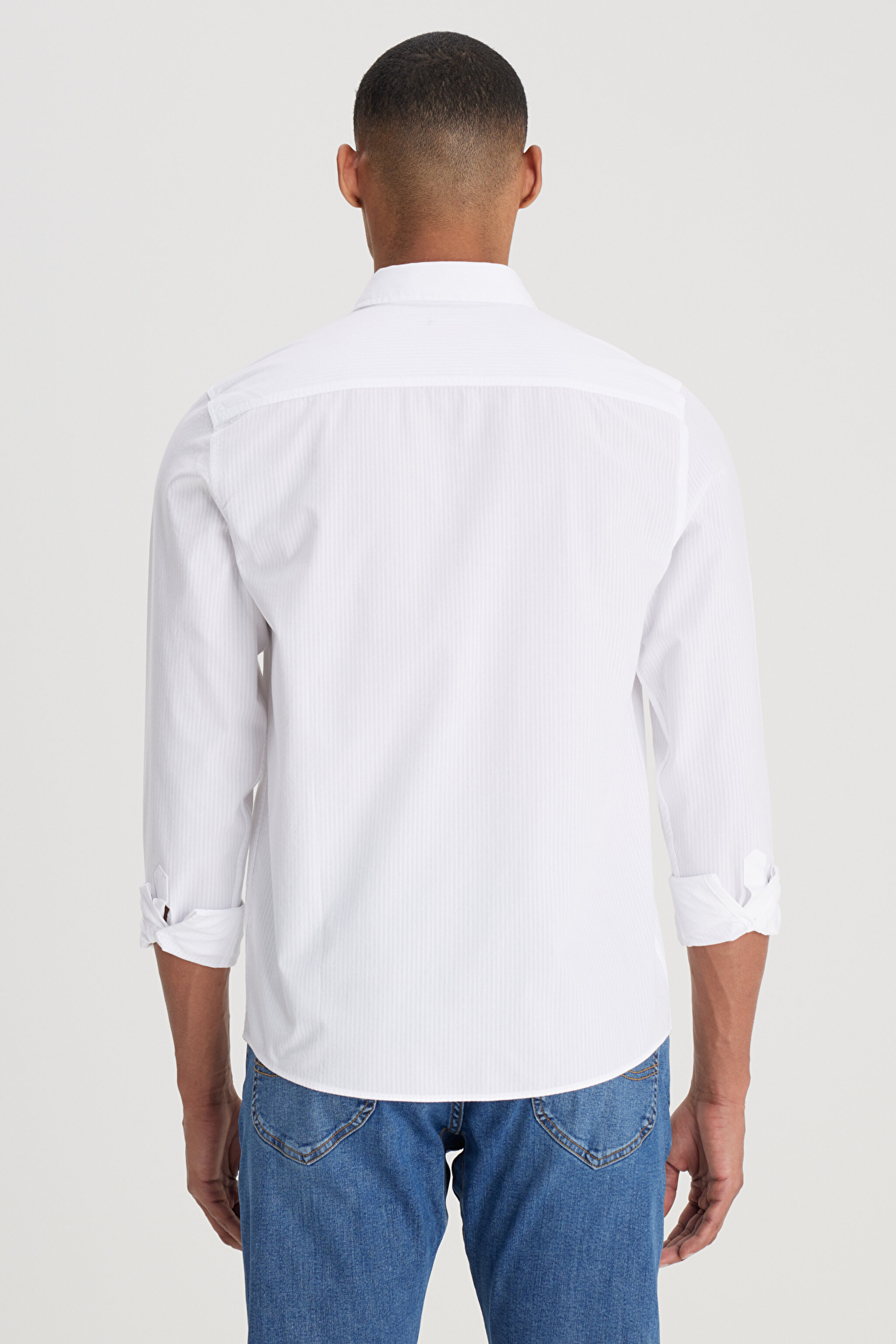 Regular Fit Normal Kesim %100 Pamuk Beyaz Gömlek - White-L241286100 (görsel 5)
