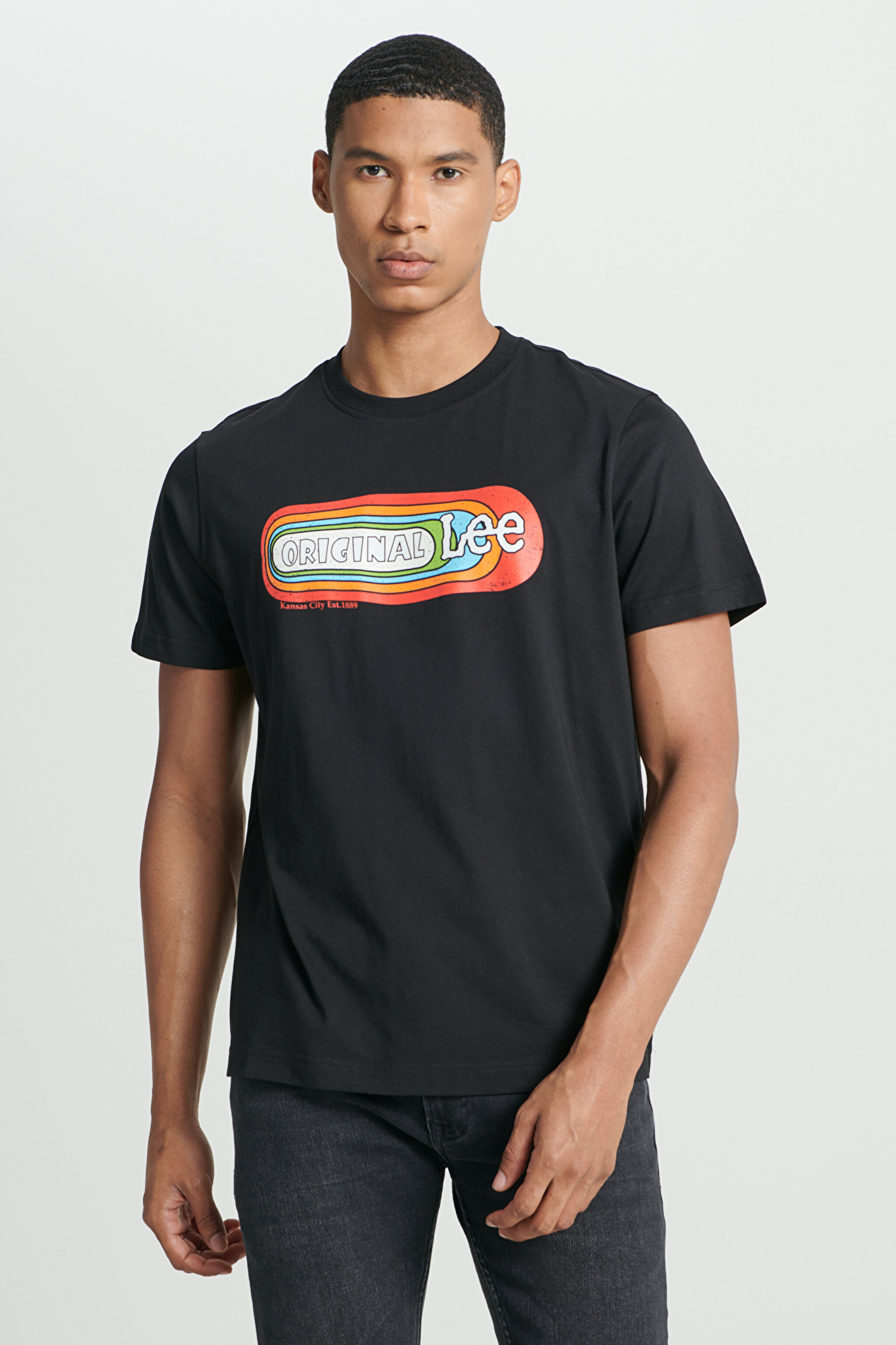 Regular Fit Normal Kesim Bisiklet Yaka %100 Pamuk Siyah Tişört - Black-L241330001 (görsel 2)