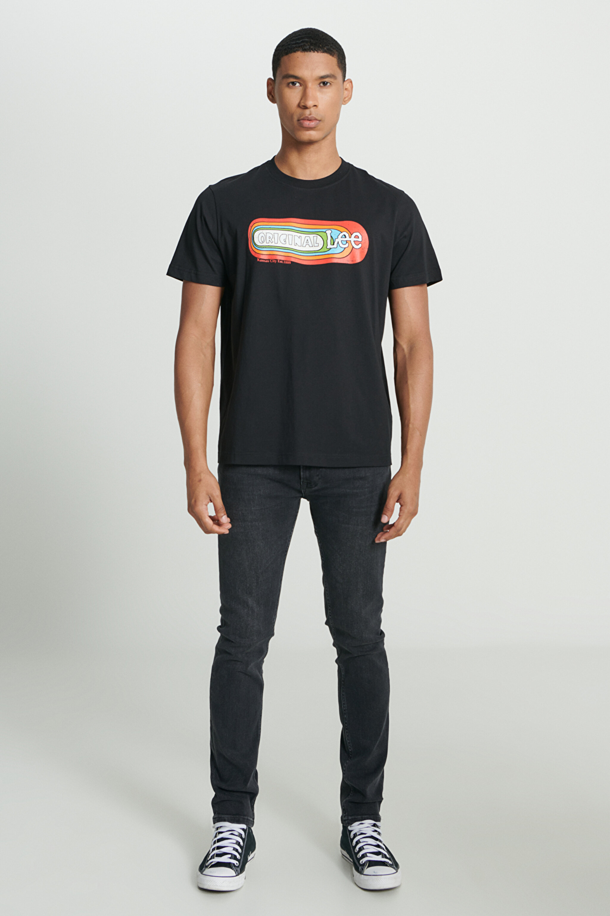 Regular Fit Normal Kesim Bisiklet Yaka %100 Pamuk Siyah Tişört - Black-L241330001 (görsel 3)