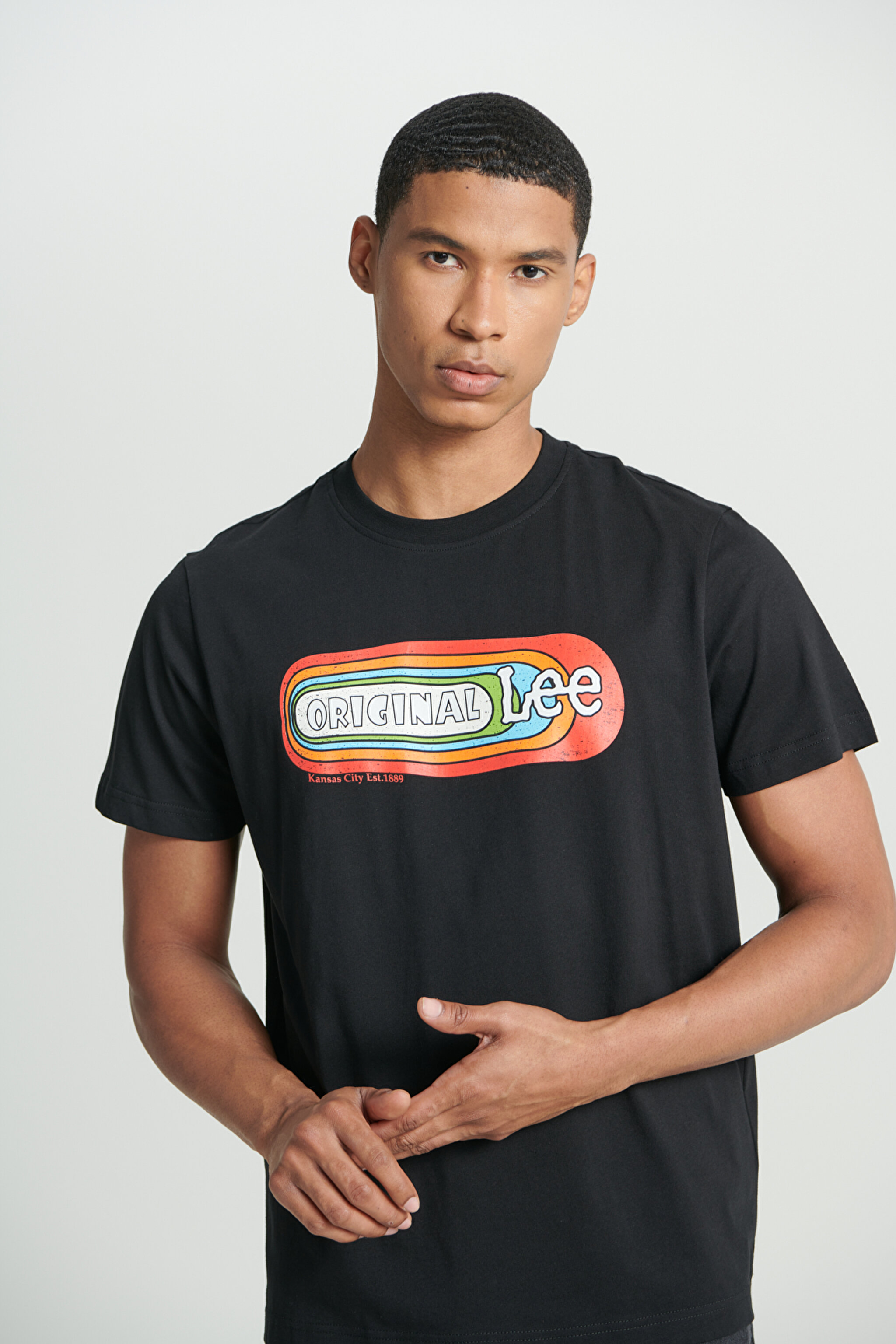 Regular Fit Normal Kesim Bisiklet Yaka %100 Pamuk Siyah Tişört - Black-L241330001 (görsel 4)