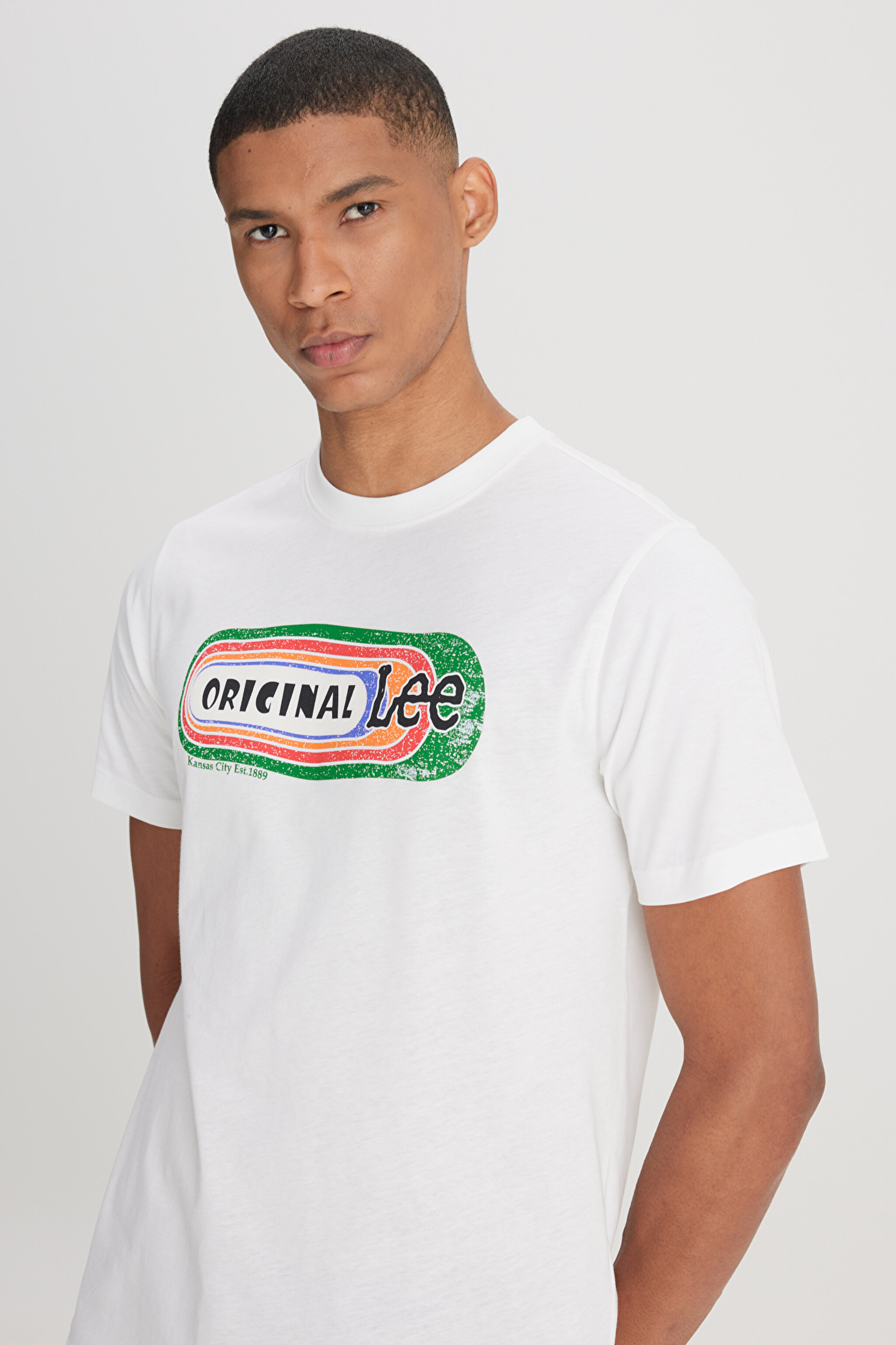 Regular Fit Normal Kesim Bisiklet Yaka %100 Pamuk Beyaz Tişört - White-L241330100 (görsel 4)