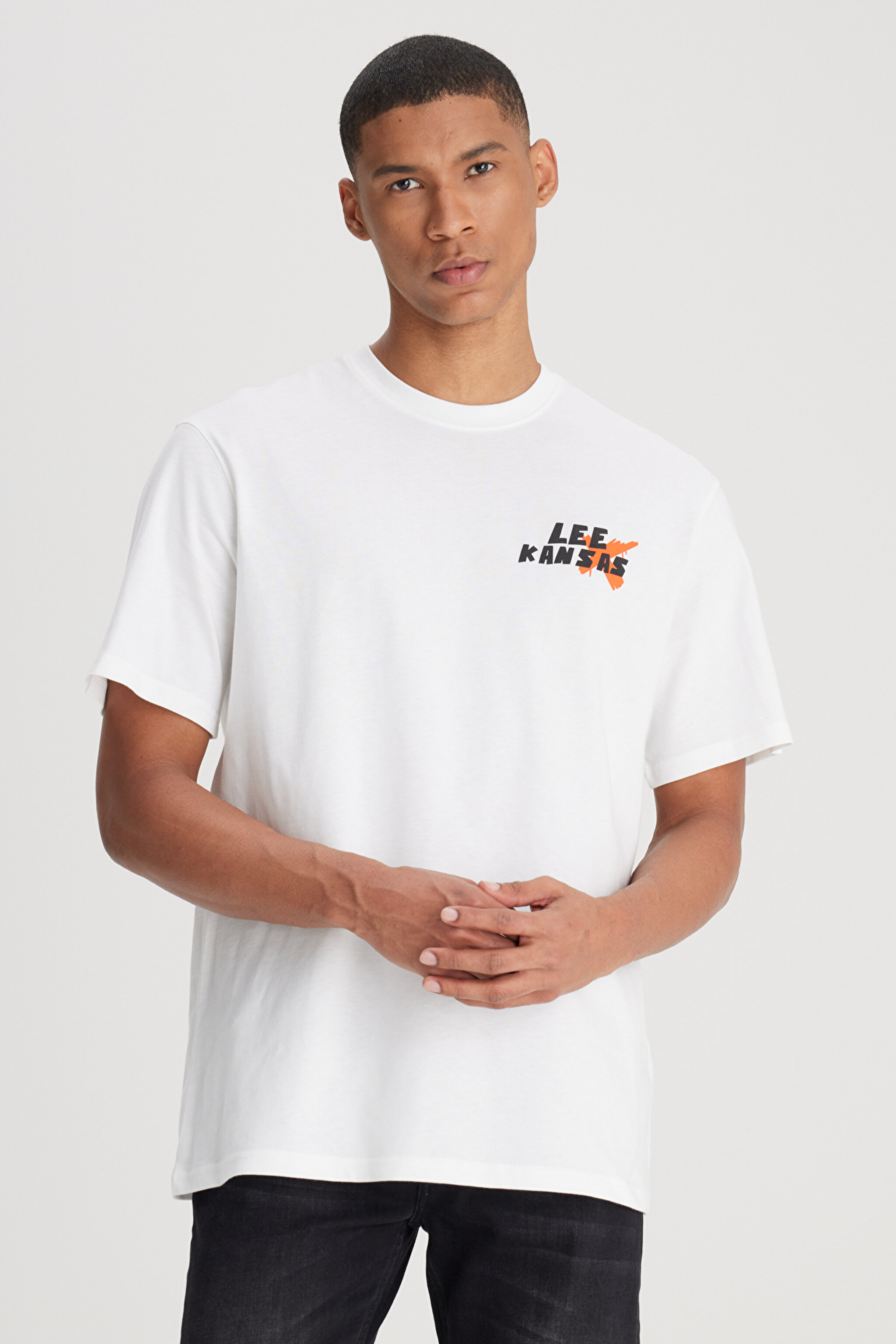 Loose Fit Rahat Kesim Bisiklet Yaka %100 Pamuk Beyaz Tişört
