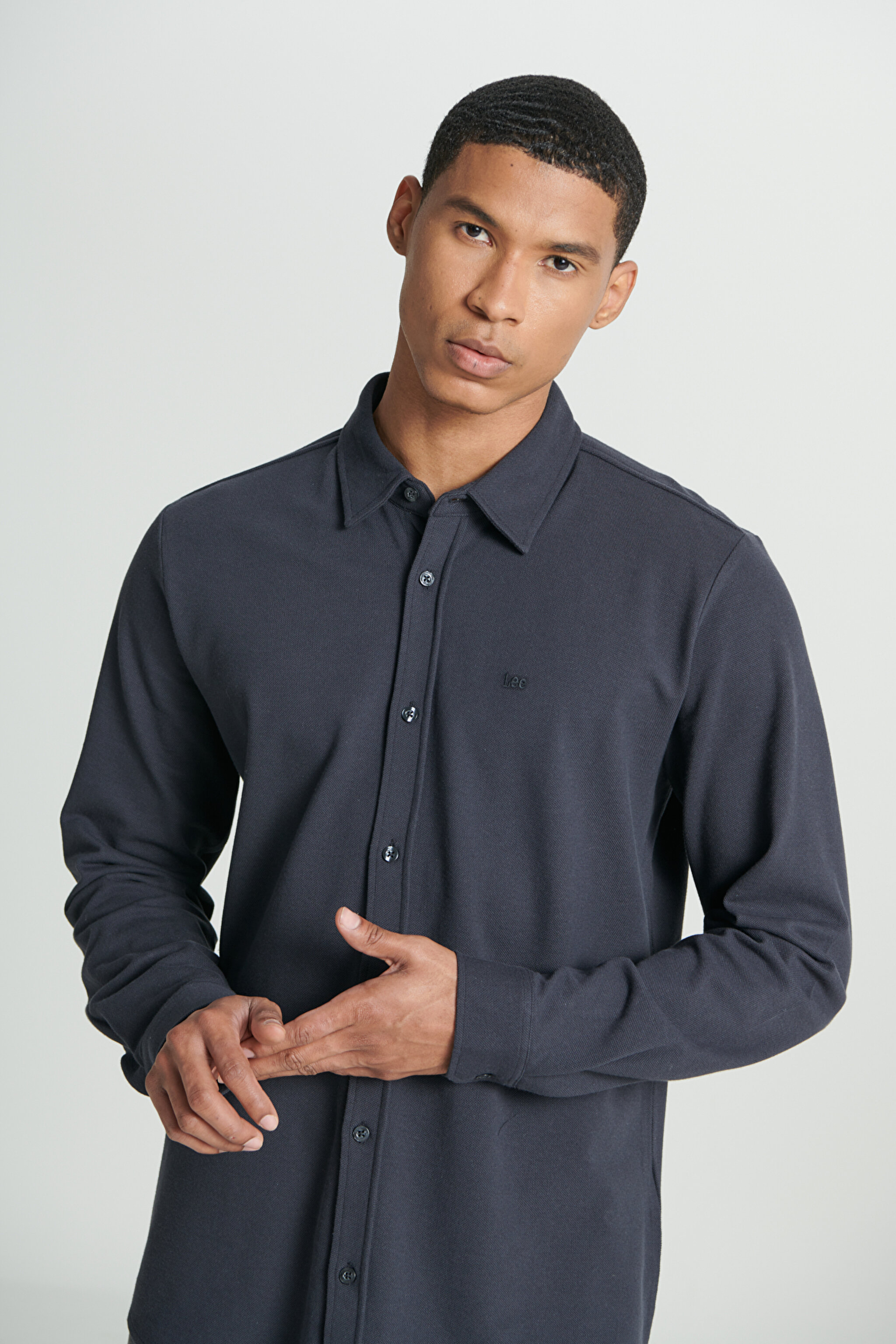 Regular Fit Normal Kesim %100 Pamuk Antrasit Gömlek - Anthracite-L241567003 (görsel 2)