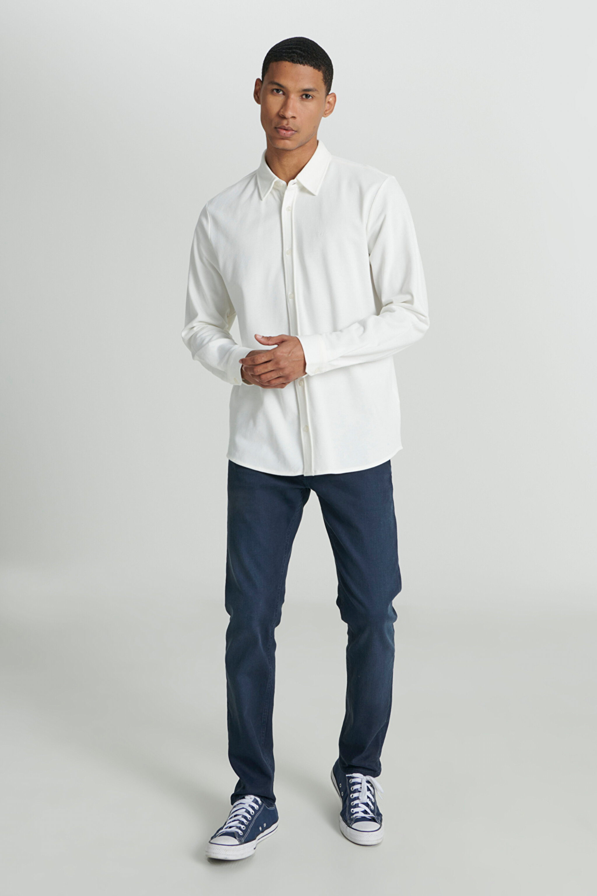 Regular Fit Normal Kesim %100 Pamuk Beyaz Gömlek - White-L241567100 (görsel 4)